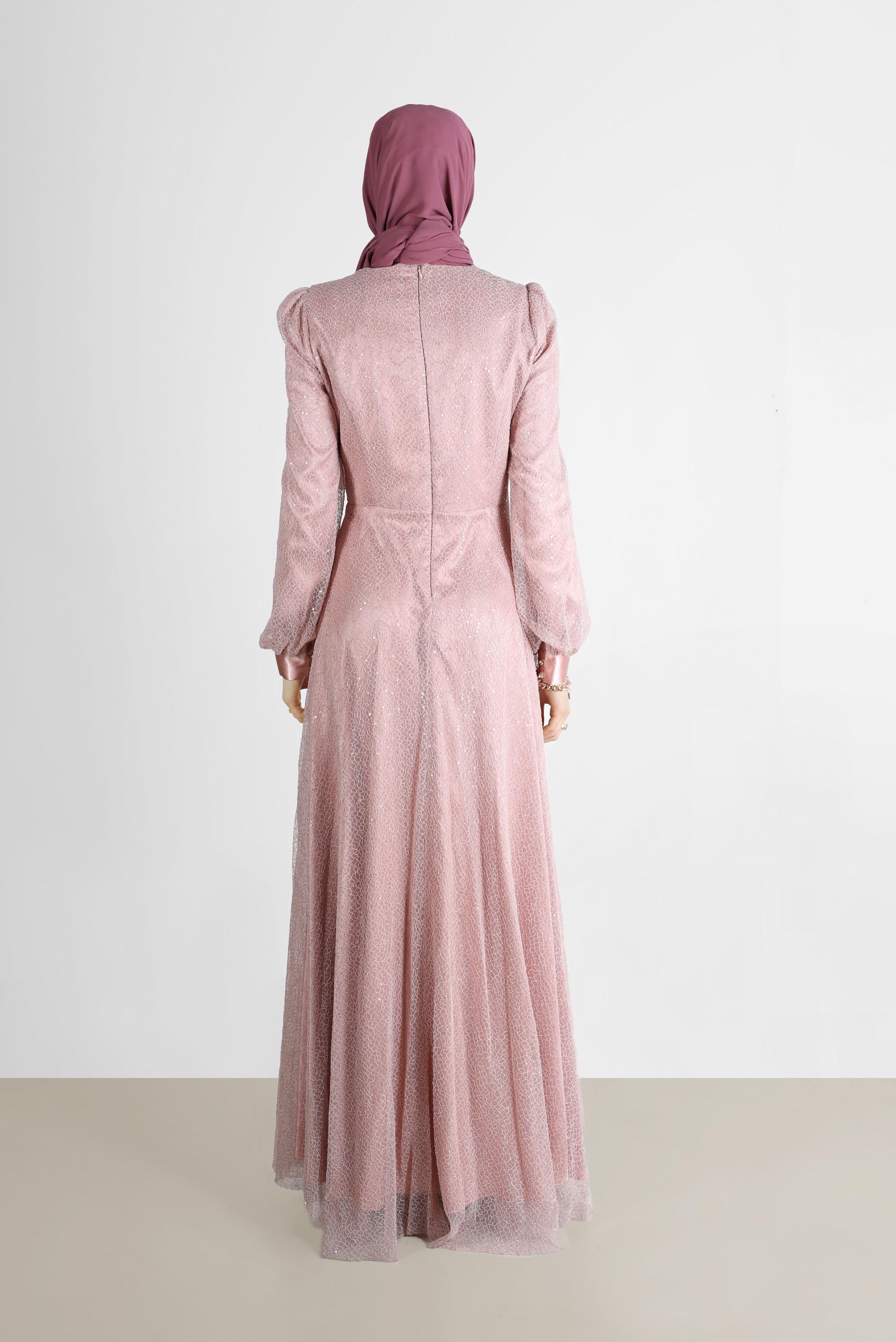 Tesettür giyim PUDRA FİLE PAYET ABİYE 50244