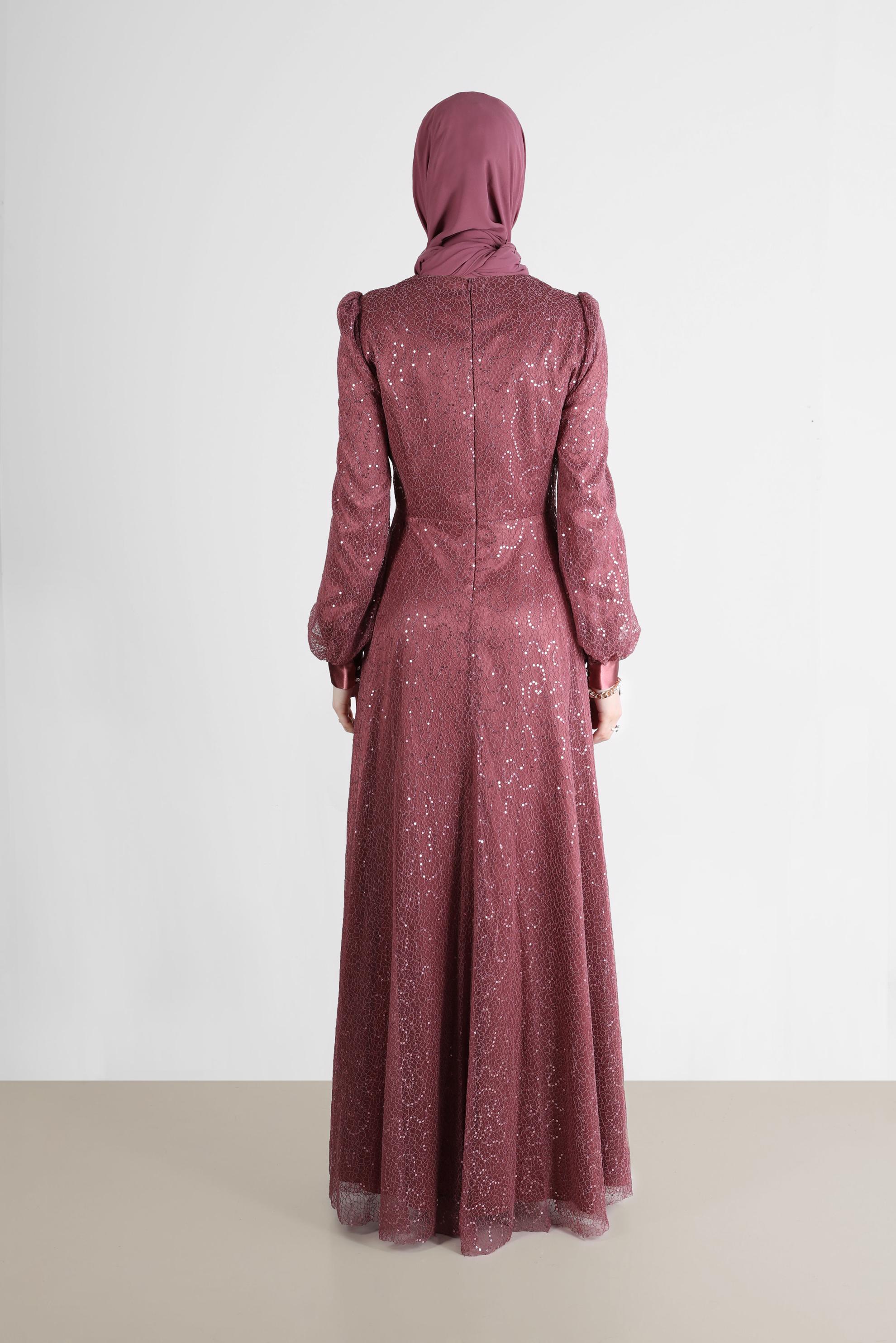 Tesettür giyim PEMBE FİLE PAYET ABİYE 50244