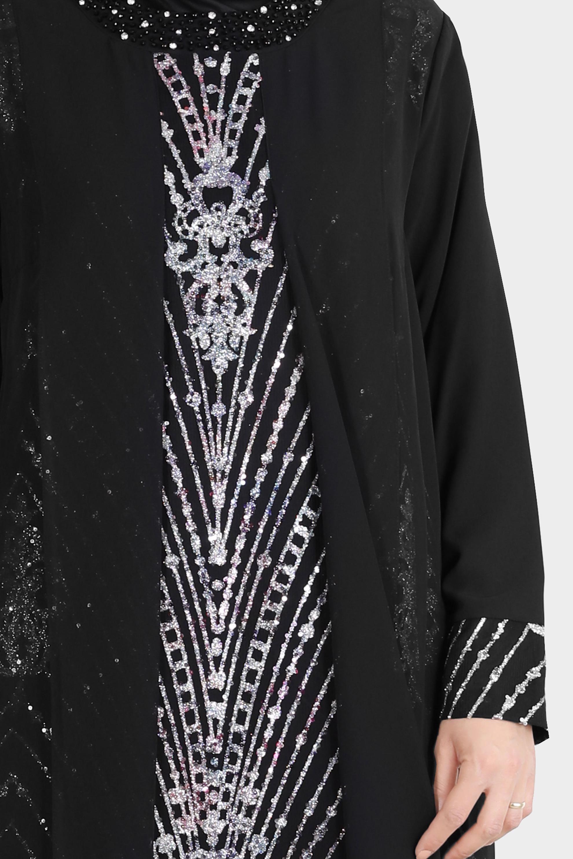 Tesettür giyim FUŞYA TÜL DETAYLI TAŞLI ABİYE 50251