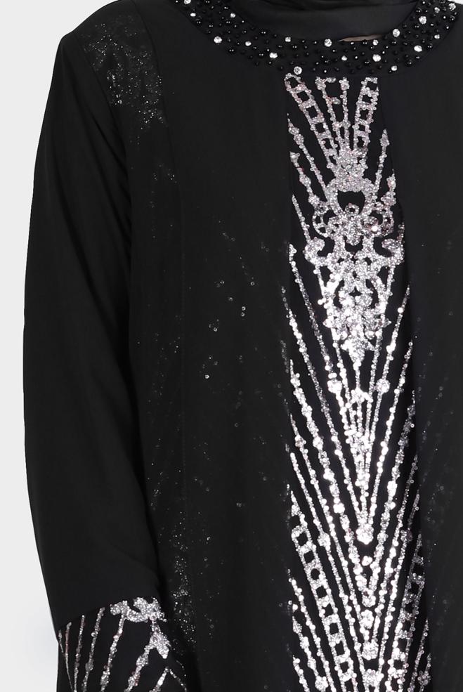 Tesettür giyim PUDRA TÜL DETAYLI TAŞLI ABİYE 50251 - ALVİNA