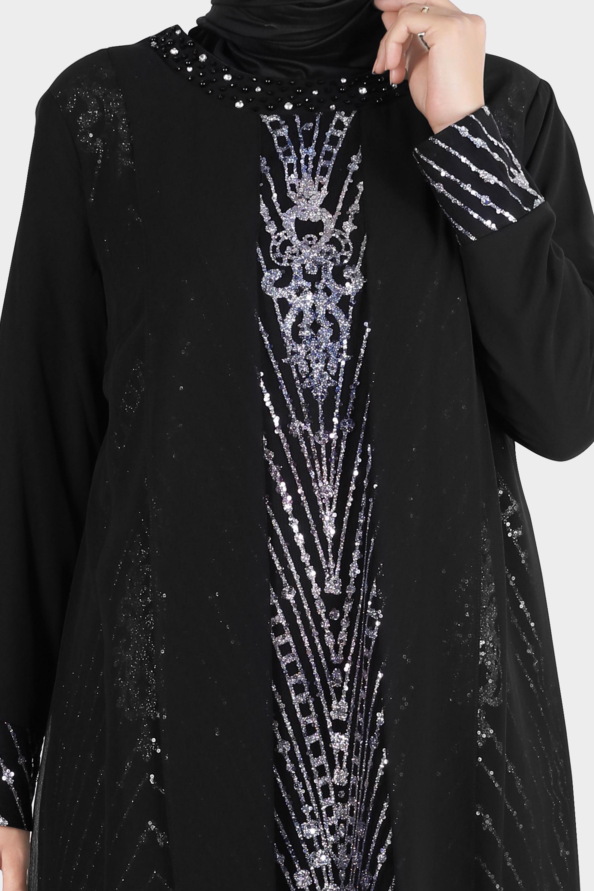 Tesettür giyim LACİVERT TÜL DETAYLI TAŞLI ABİYE 50251