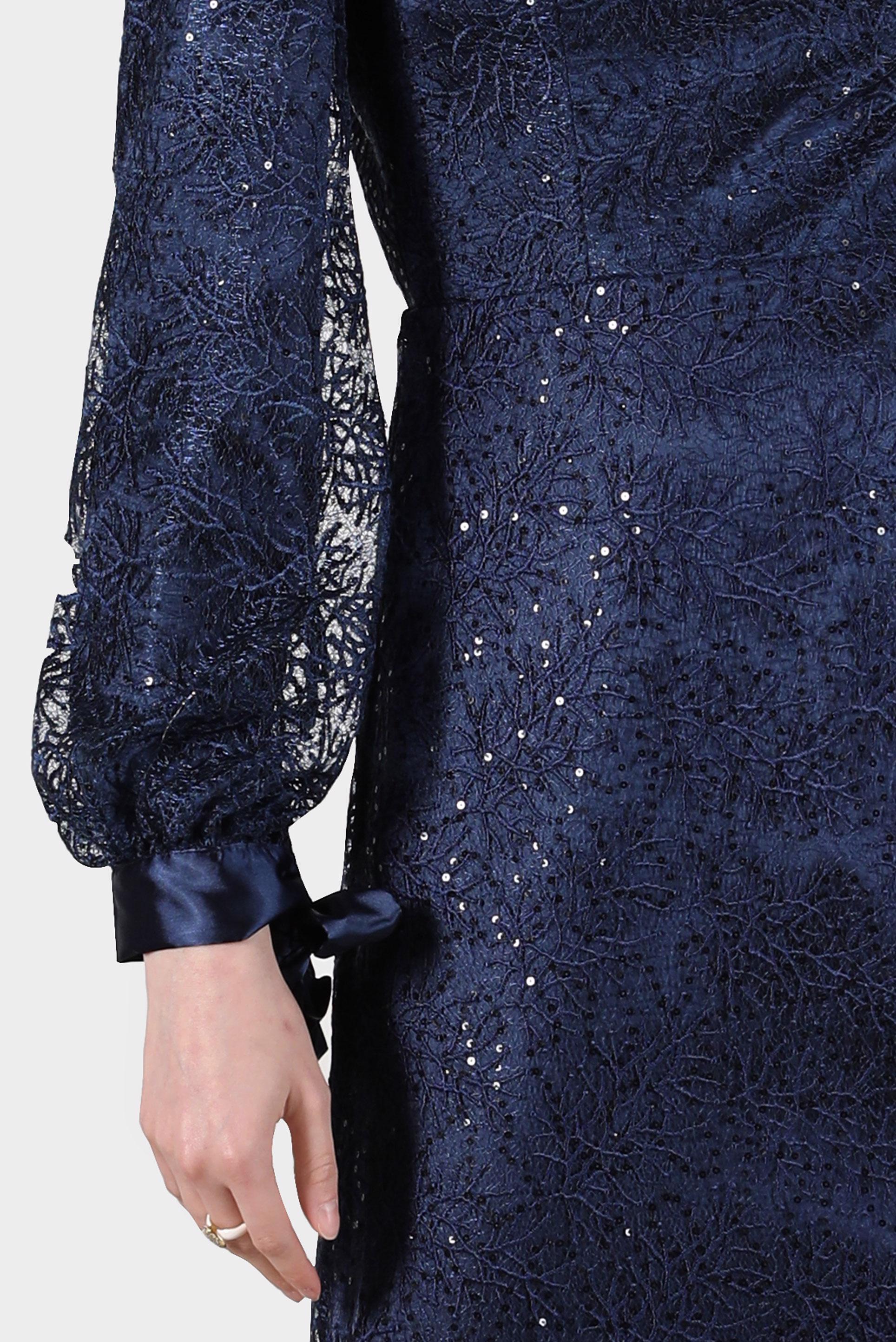 Tesettür giyim LACİVERT MANŞETLERİ SATEN BAĞLAMA DETAYLI GÜPÜR ABİYE 50258 