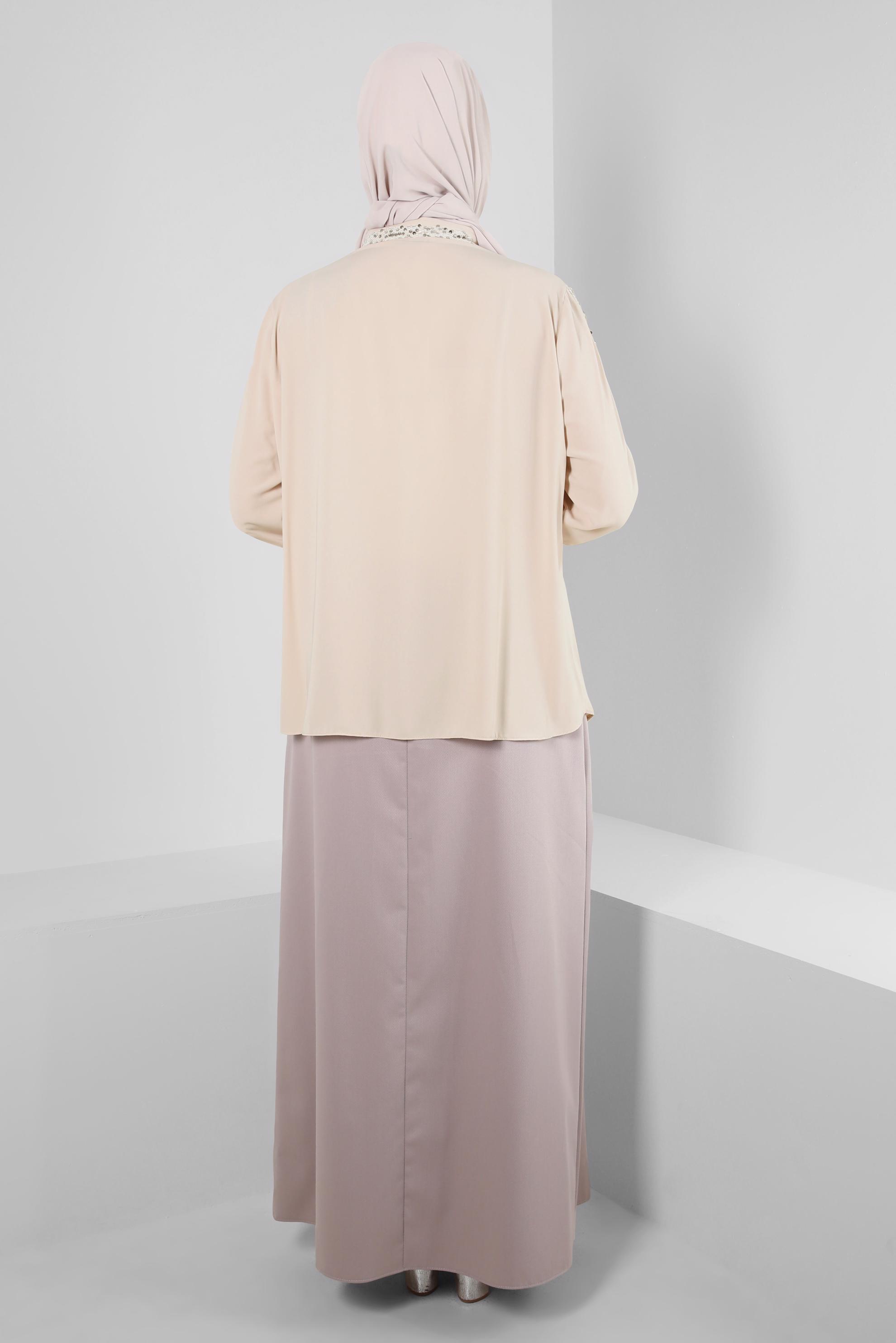 Vêtements hijab BEIGE BLOUSE À BOUTONS INVISIBLES À SEQUINS 20240