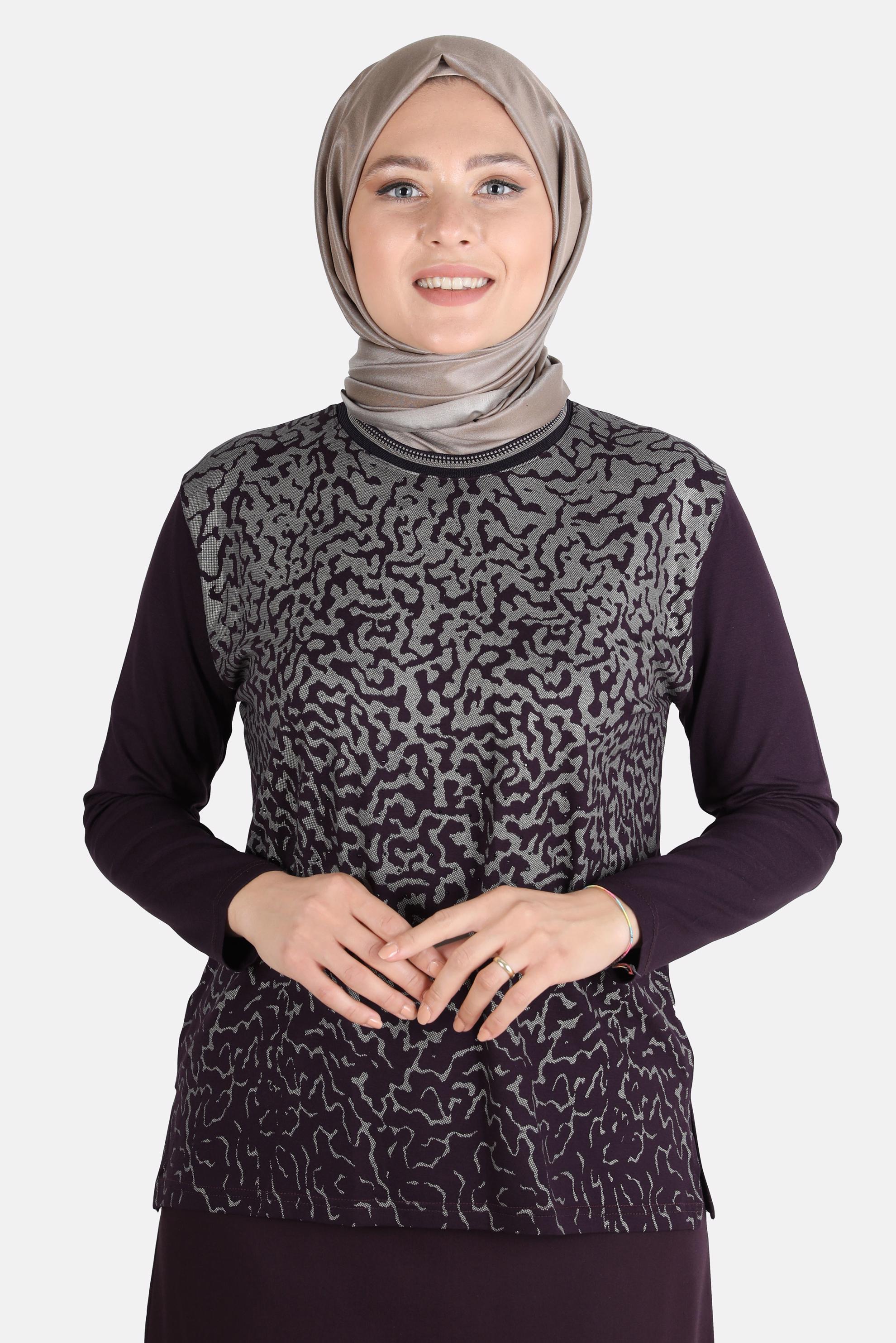 Hijab clothing DAMSON PATTERNED VISCOSE BLOUSE 20248 