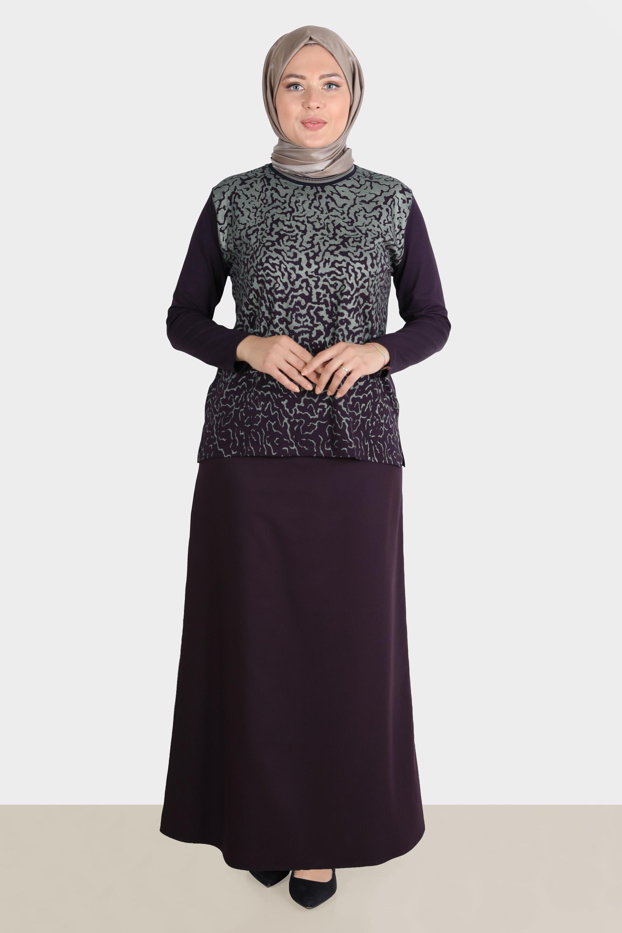 Hijab clothing DAMSON PATTERNED VISCOSE BLOUSE 20248 