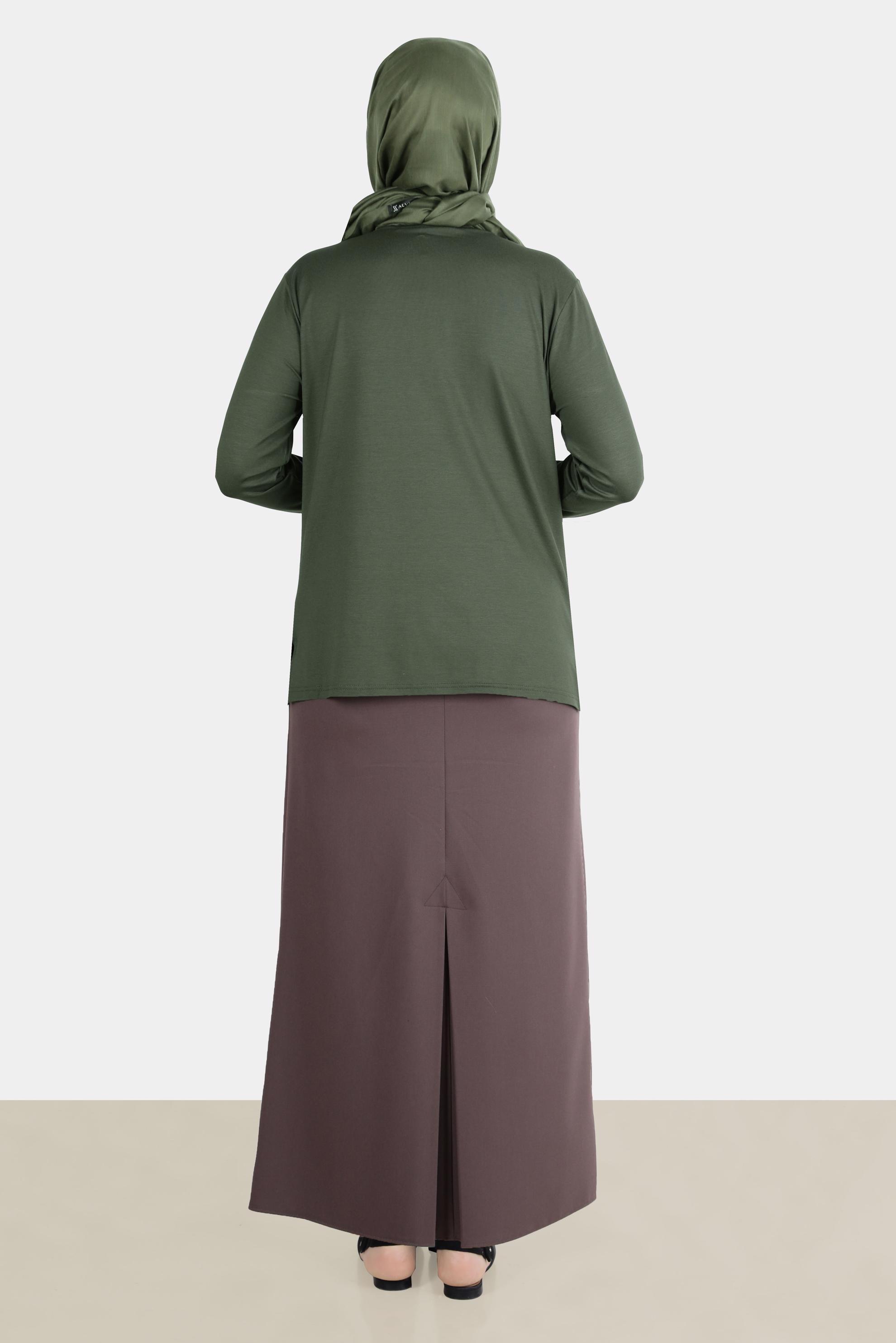 Vêtements hijab KAKI TUNIQUE EN VISCOSE À MOTIF AVEC BIJOU 20249