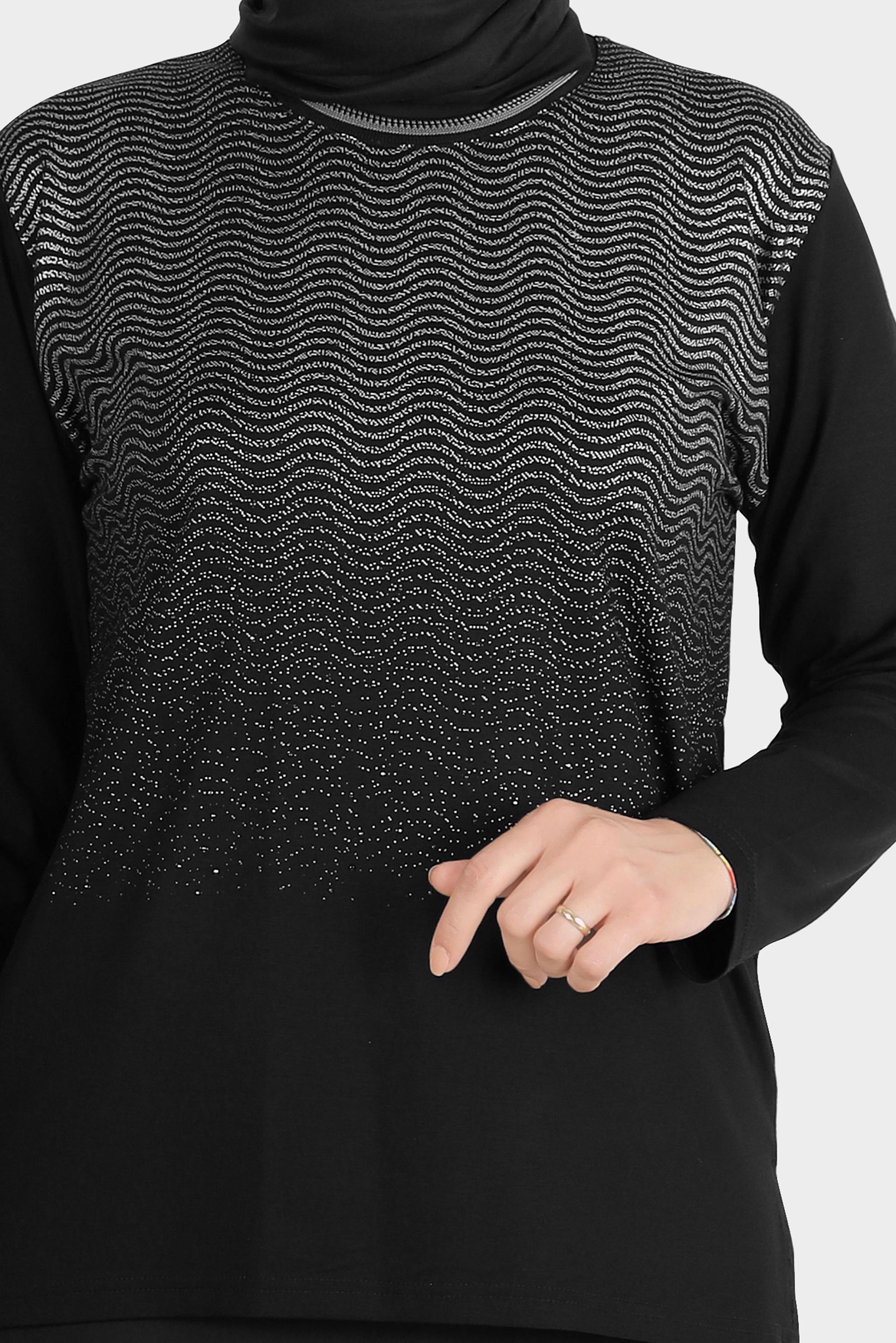 Hijab clothing BLACK PATTERNED VISCOSE BLOUSE 20250