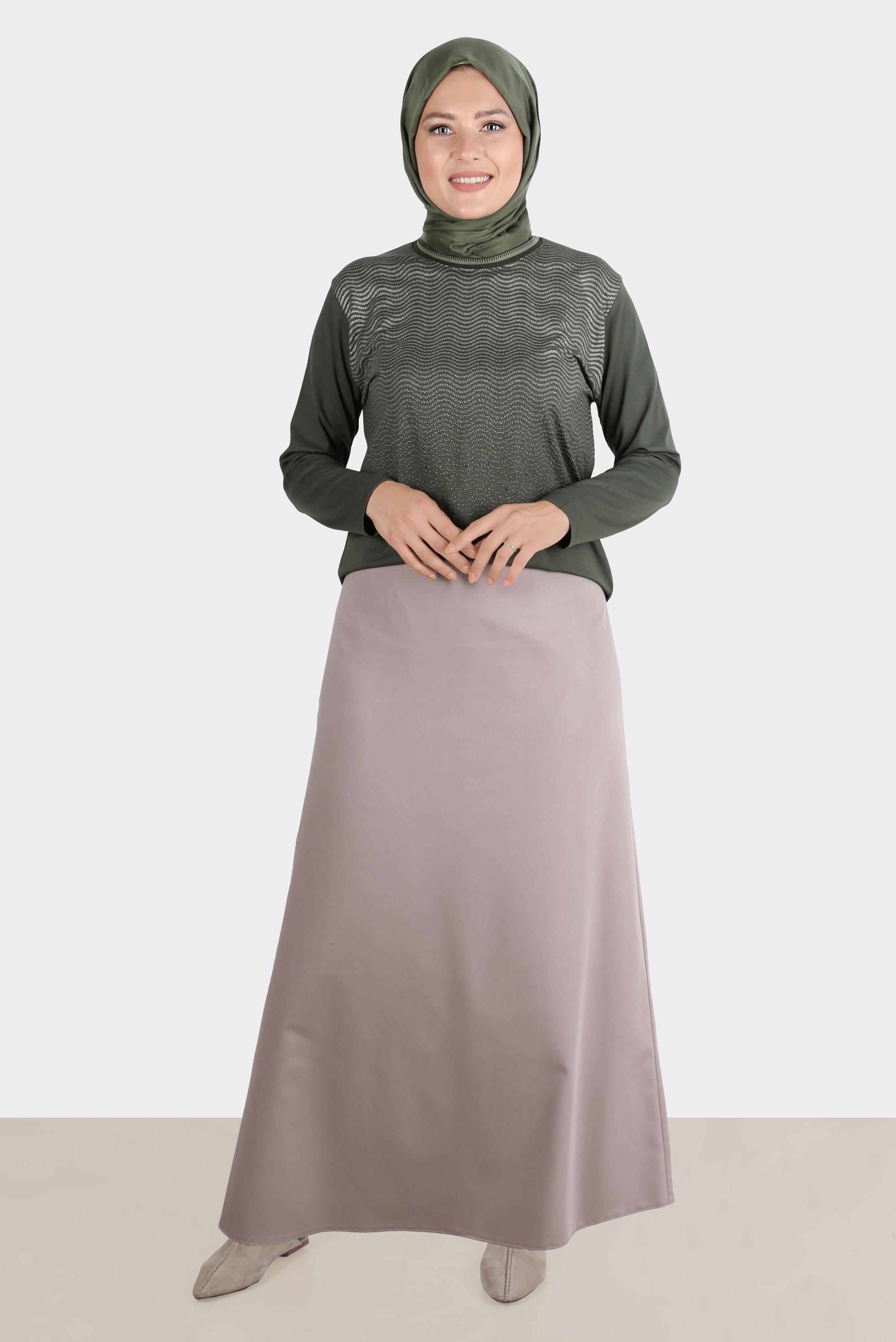 Vêtements hijab KAKI BLOUSE EN VISCOSE À MOTIFS 20250