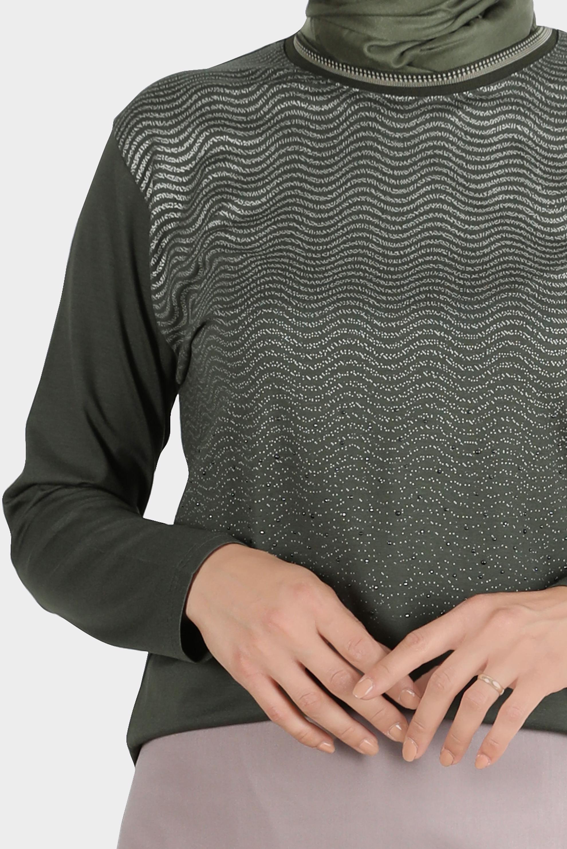 Vêtements hijab KAKI BLOUSE EN VISCOSE À MOTIFS 20250