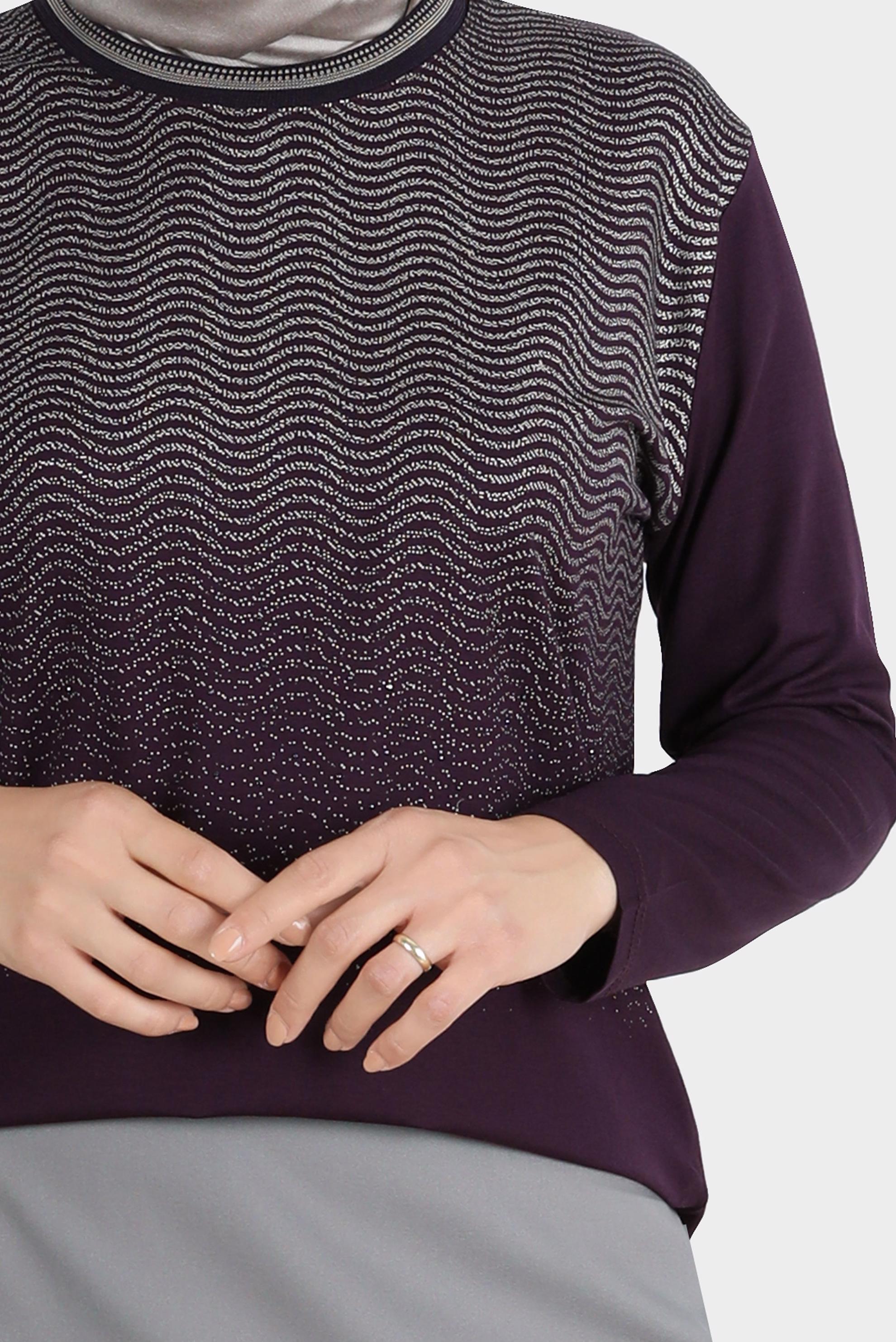 Tesettür giyim MÜRDÜM DESENLİ ÖRME VİSKON BLUZ 20250