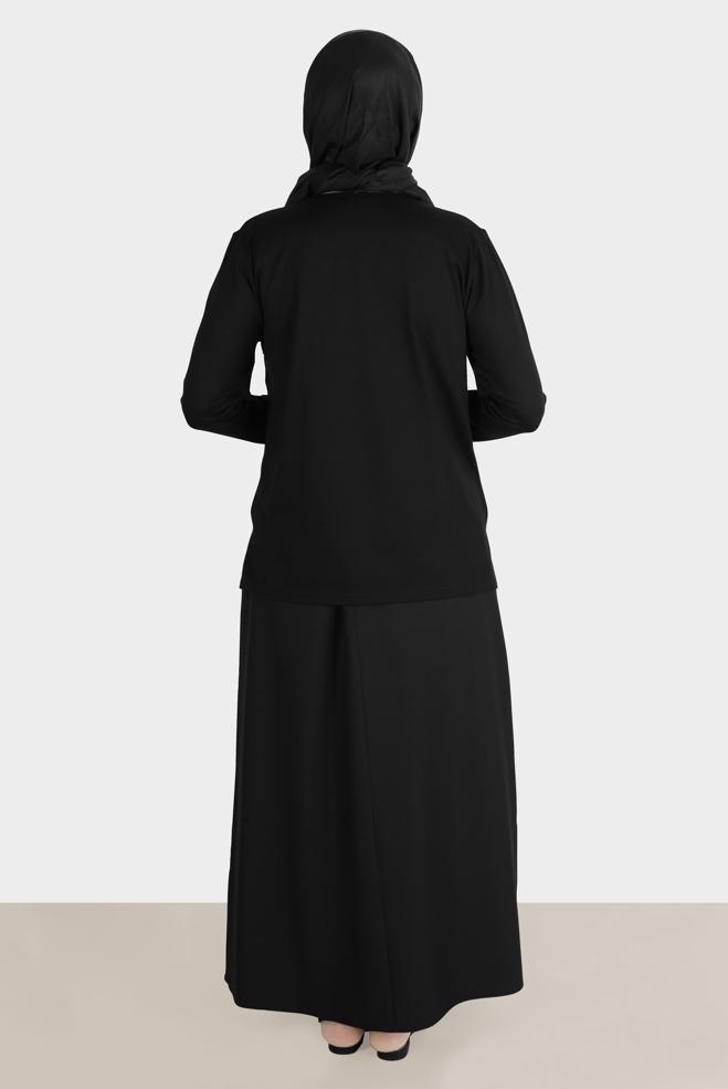 Vêtements hijab NOIR BLOUSE BRODÉE DE GEMMES 20252 - ALVİNA