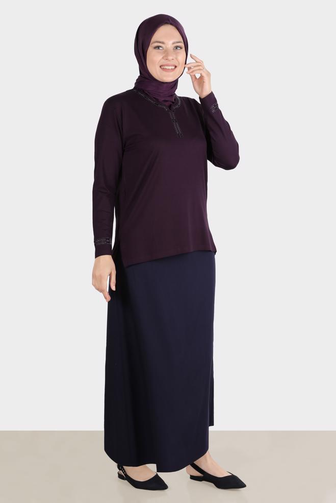 Hijab clothing DAMSON GEM EMBROIDERED BLOUSE 20252 - ALVİNA