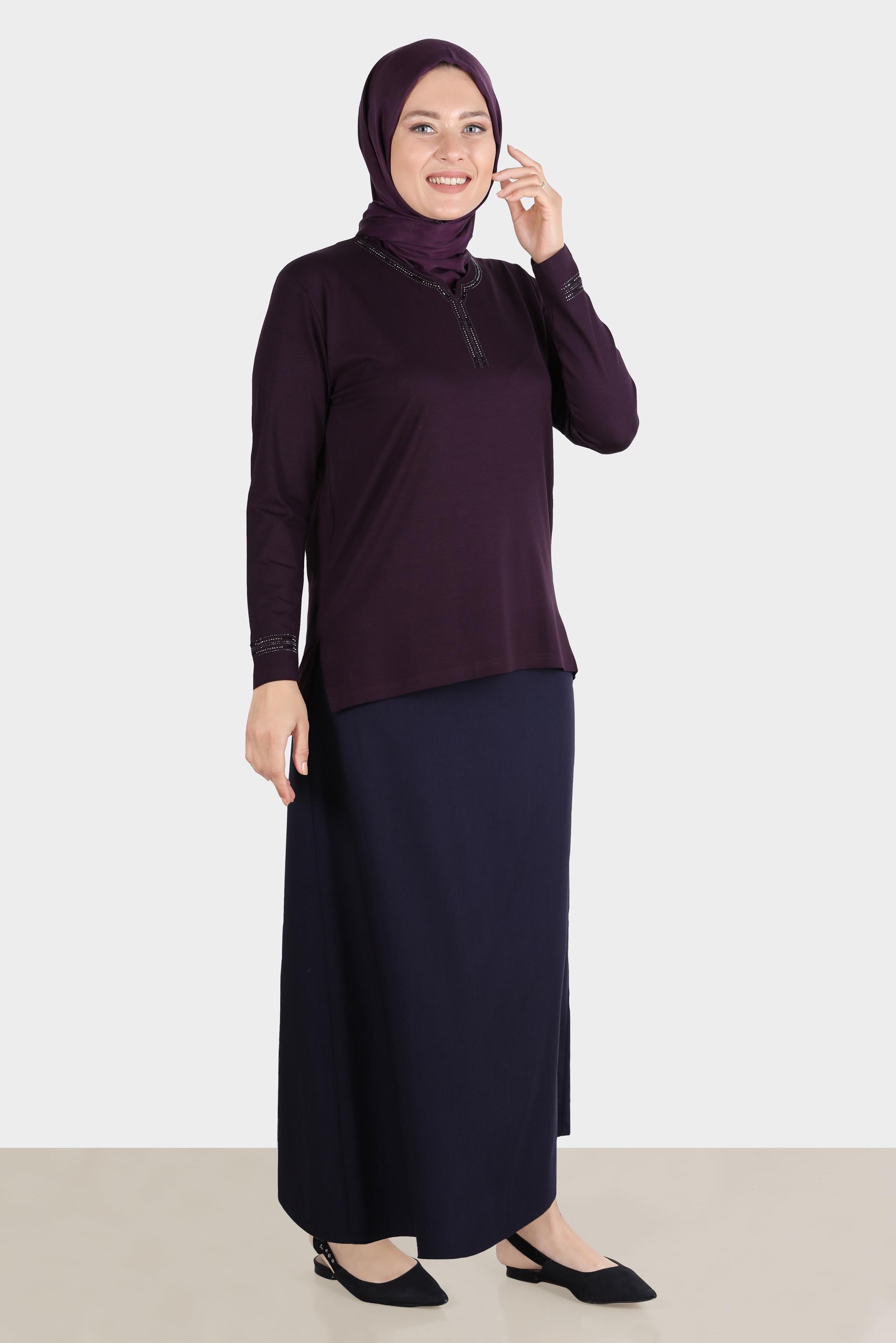 Vêtements hijab PRUNE BLOUSE BRODÉE DE GEMMES 20252