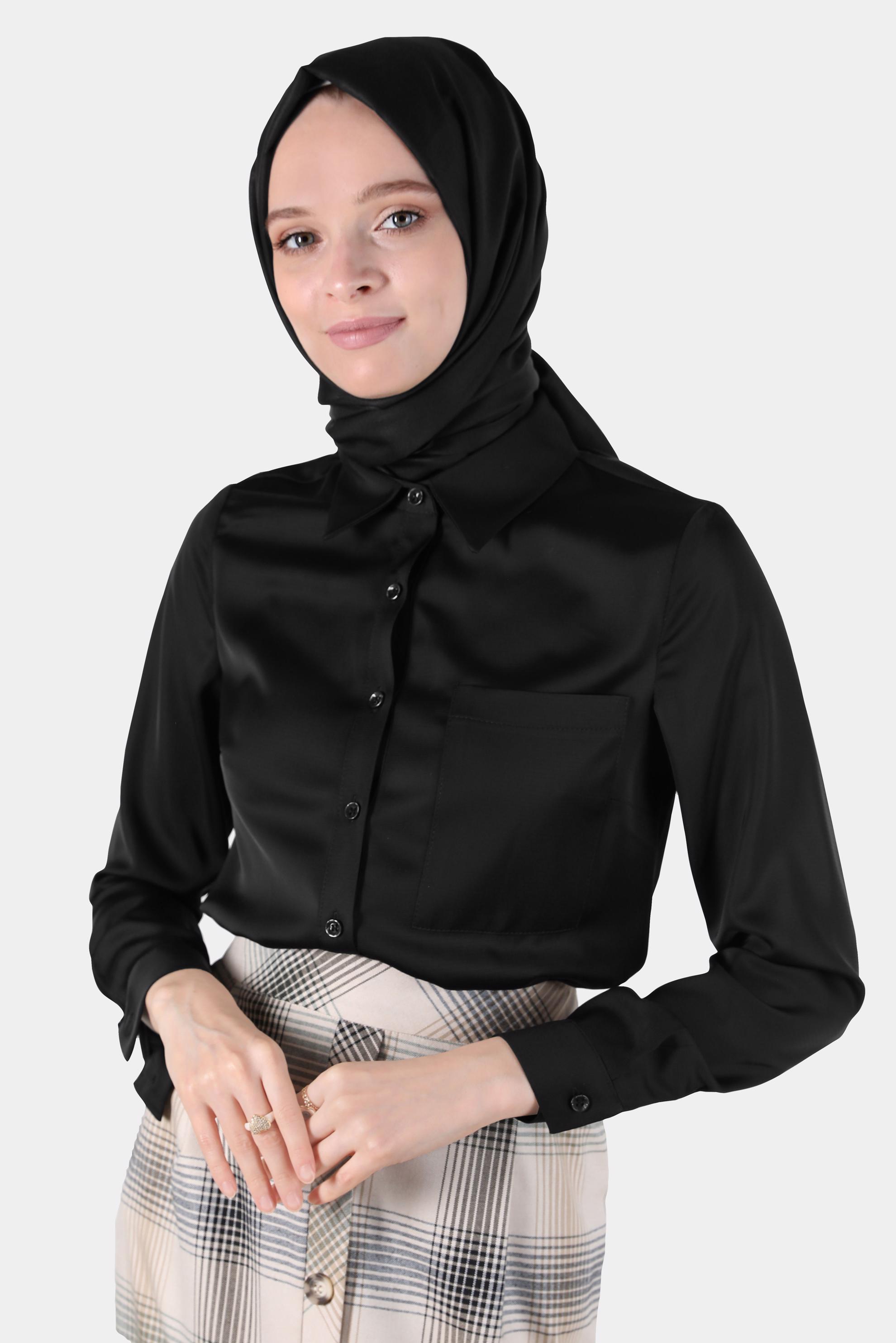 Hijab clothing BLACK POCKET DETAIL BLOUSE 41760 