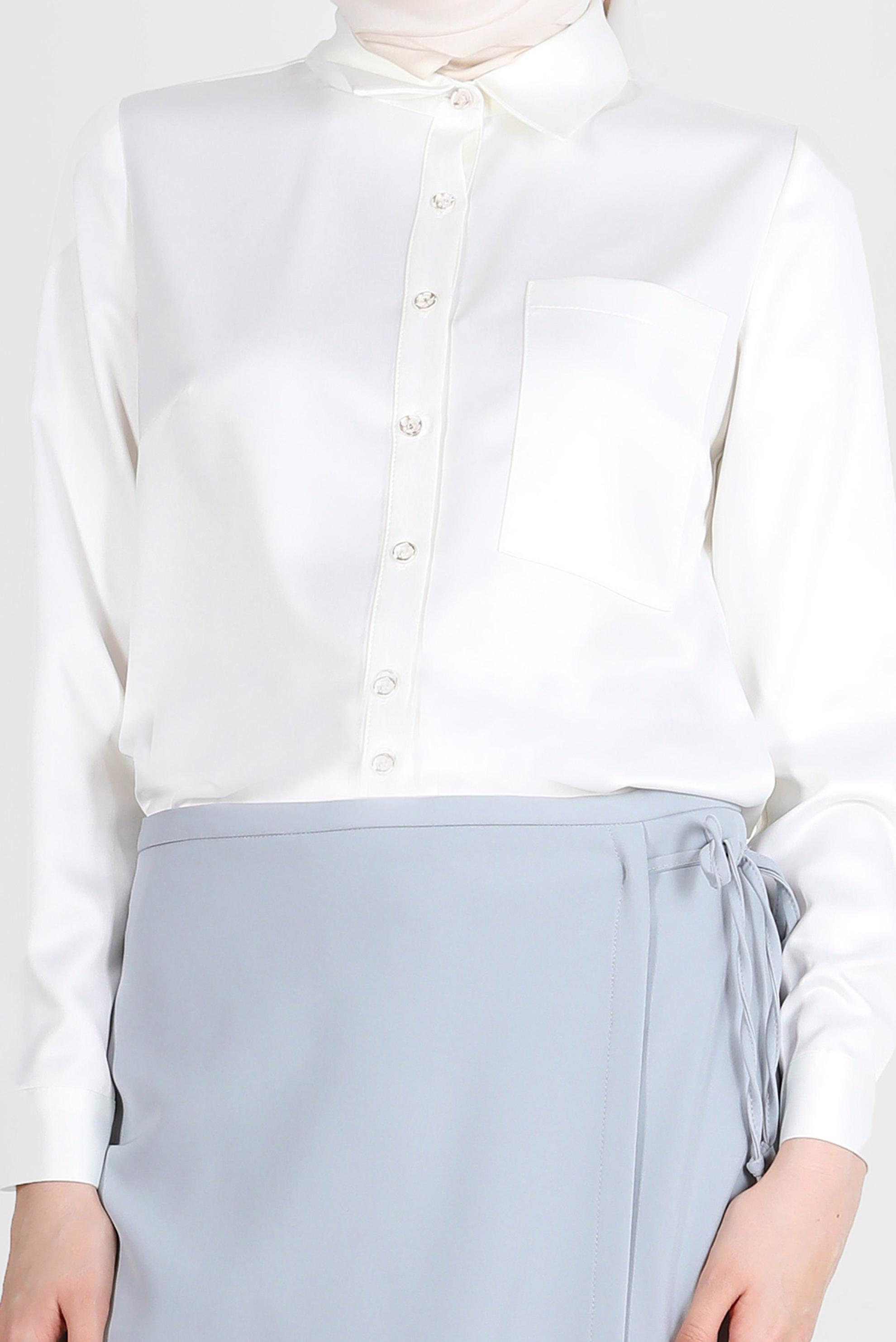 Vêtements hijab BLANC BLOUSE AVEC POCHE 41760