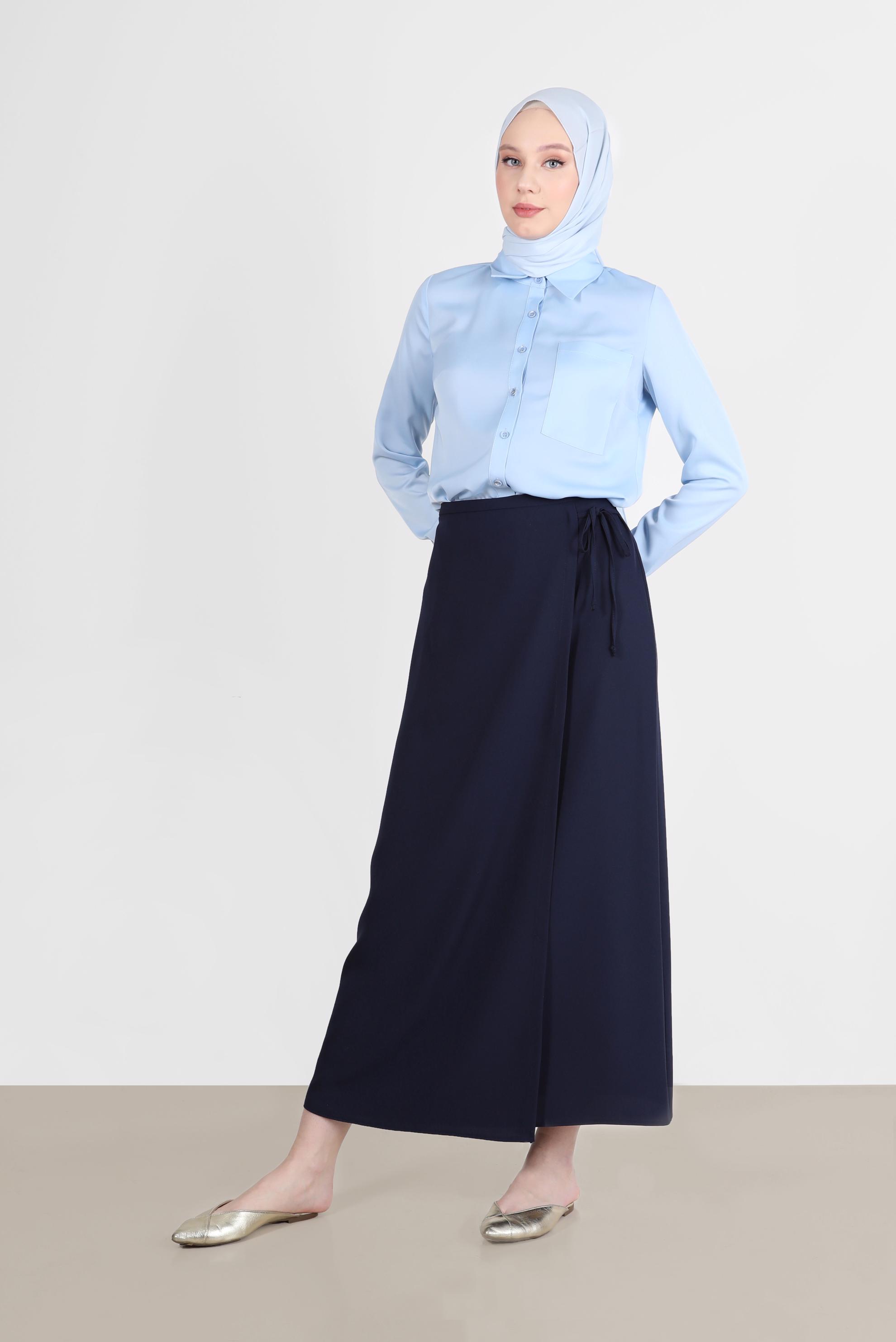 Vêtements hijab BLEU BLOUSE AVEC POCHE 41760