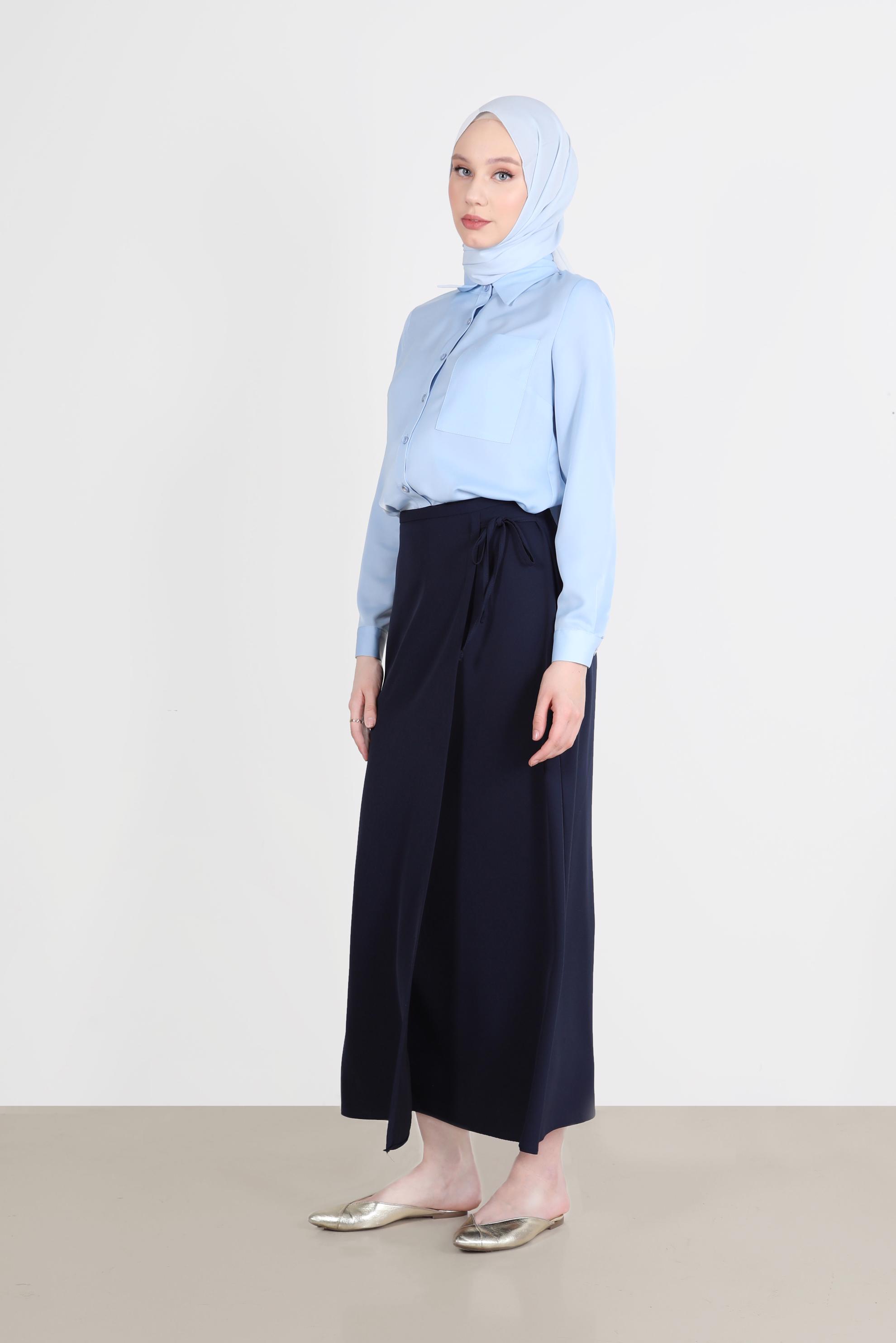 Vêtements hijab BLEU BLOUSE AVEC POCHE 41760