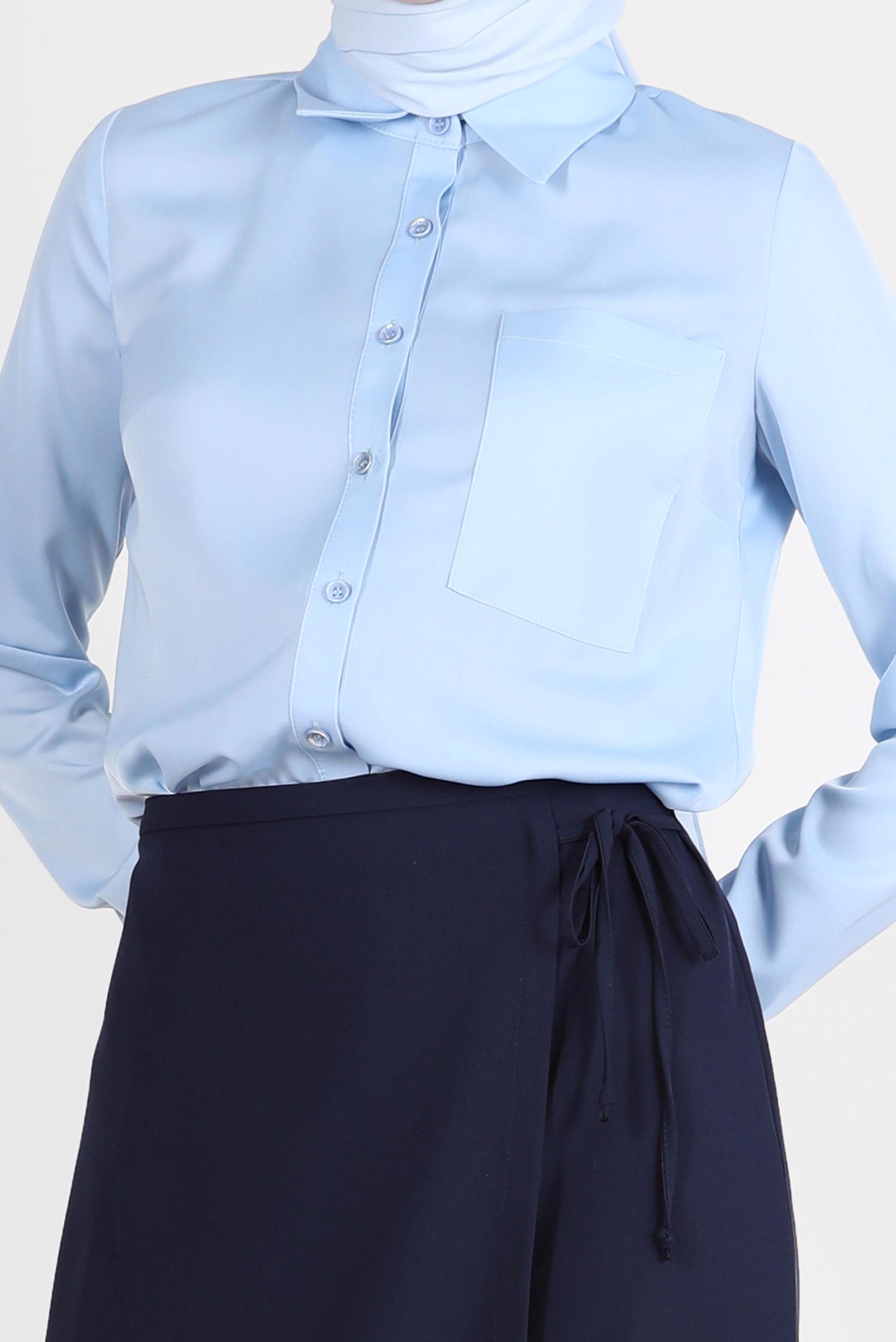 Vêtements hijab BLEU BLOUSE AVEC POCHE 41760