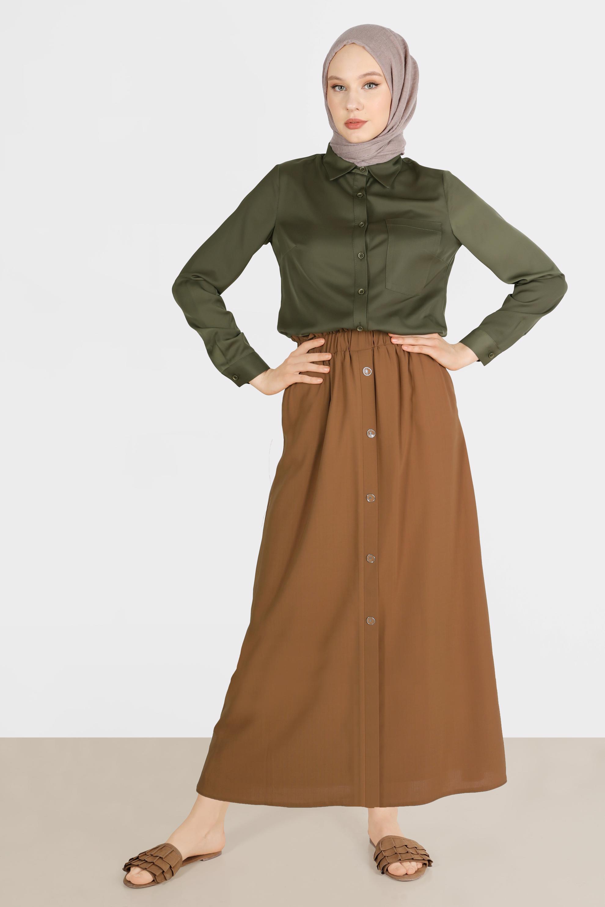 Vêtements hijab KAKI BLOUSE AVEC POCHE 41760