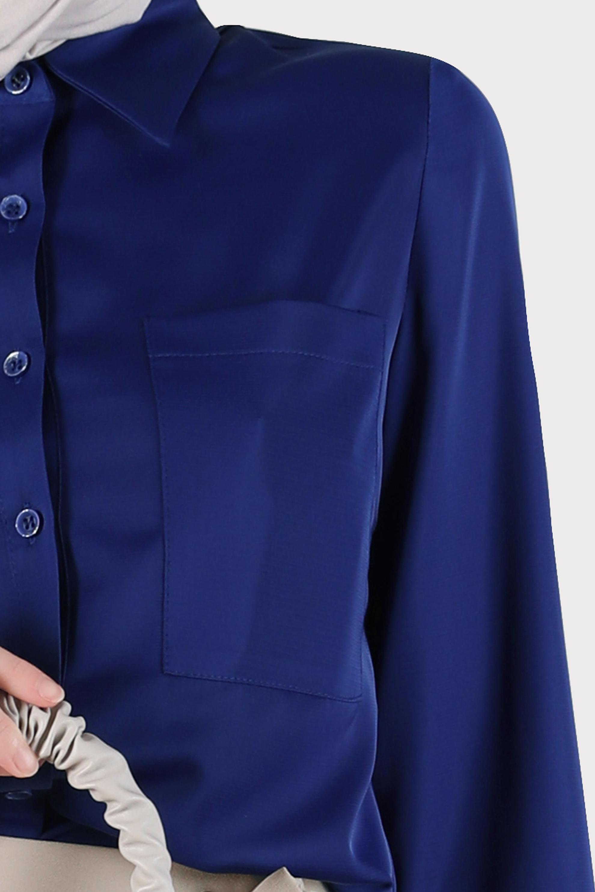 Tesettür giyim LACİVERT CEP DETAYLI BLUZ 41760 