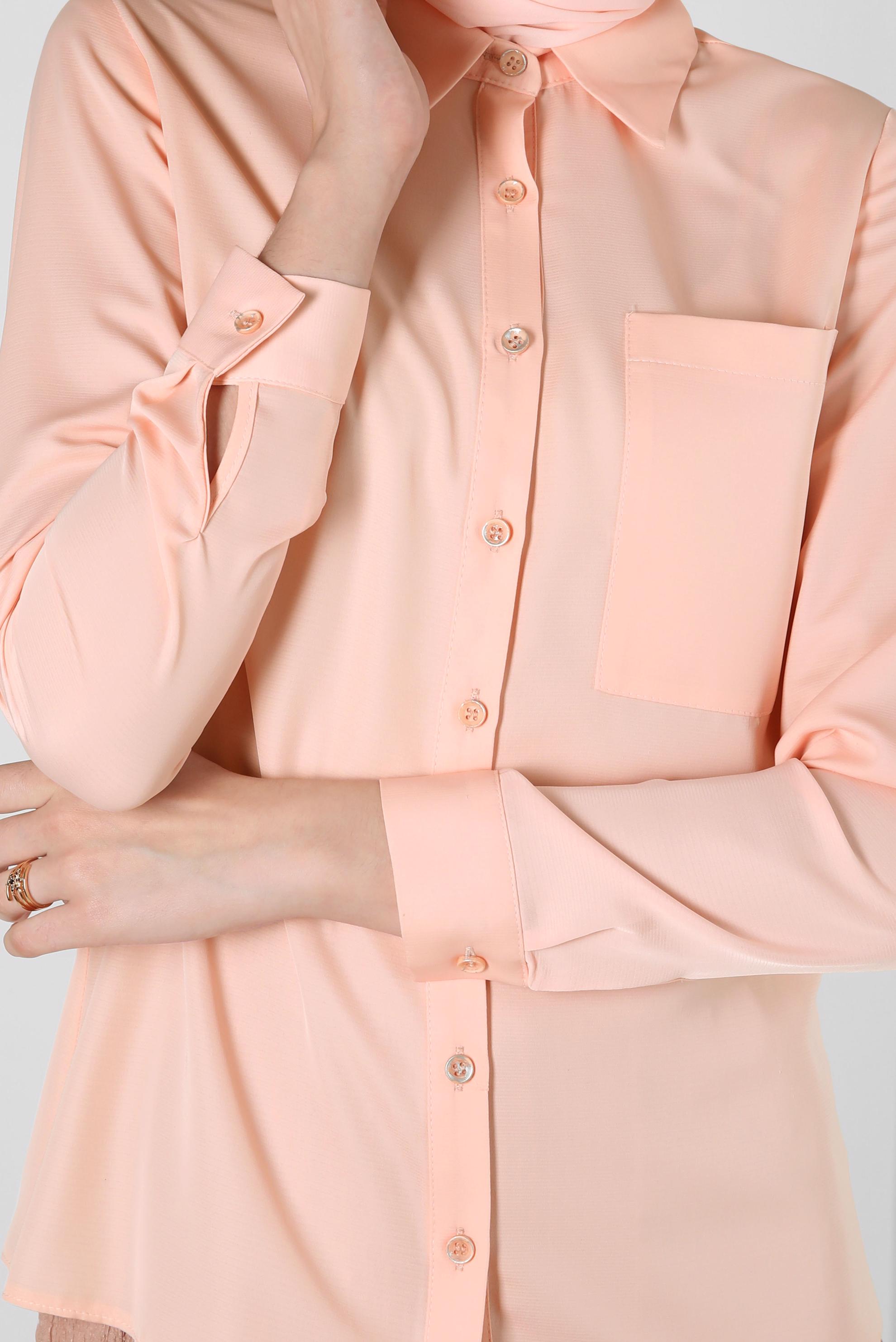 Tesettür giyim PUDRA CEP DETAYLI BLUZ 41760 