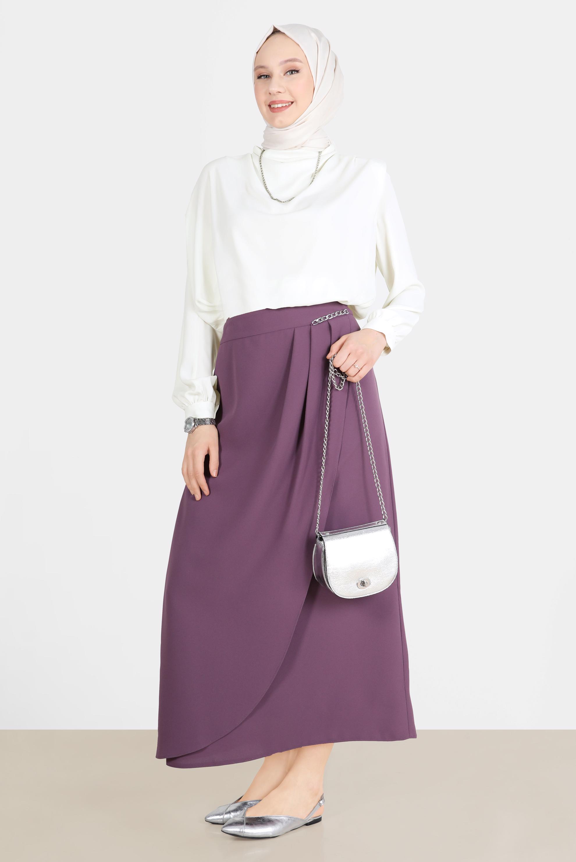 Vêtements hijab BLANC BLOUSE REMBOURRÉE À TAILLE ÉLASTIQUE 42366