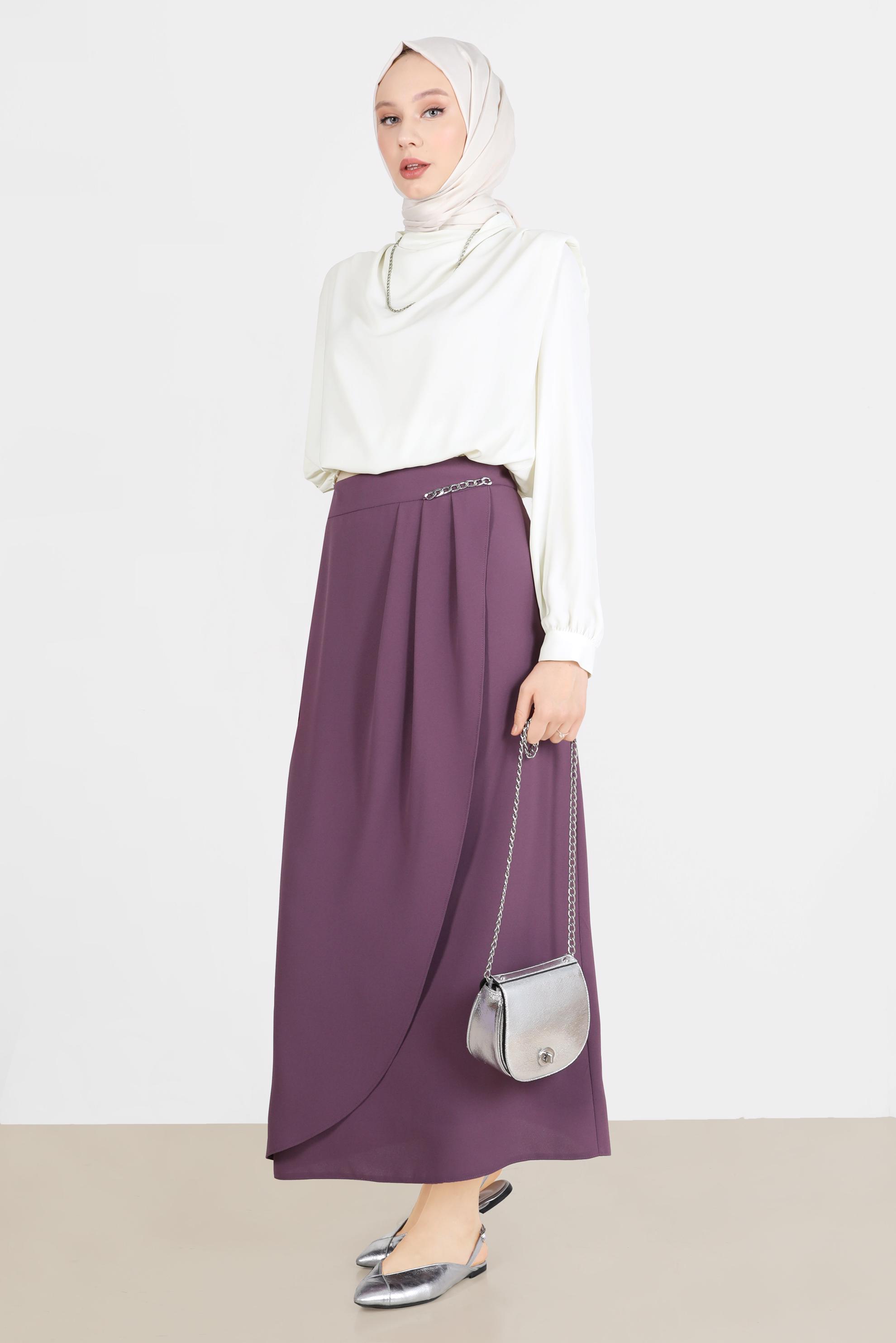 Vêtements hijab BLANC BLOUSE REMBOURRÉE À TAILLE ÉLASTIQUE 42366