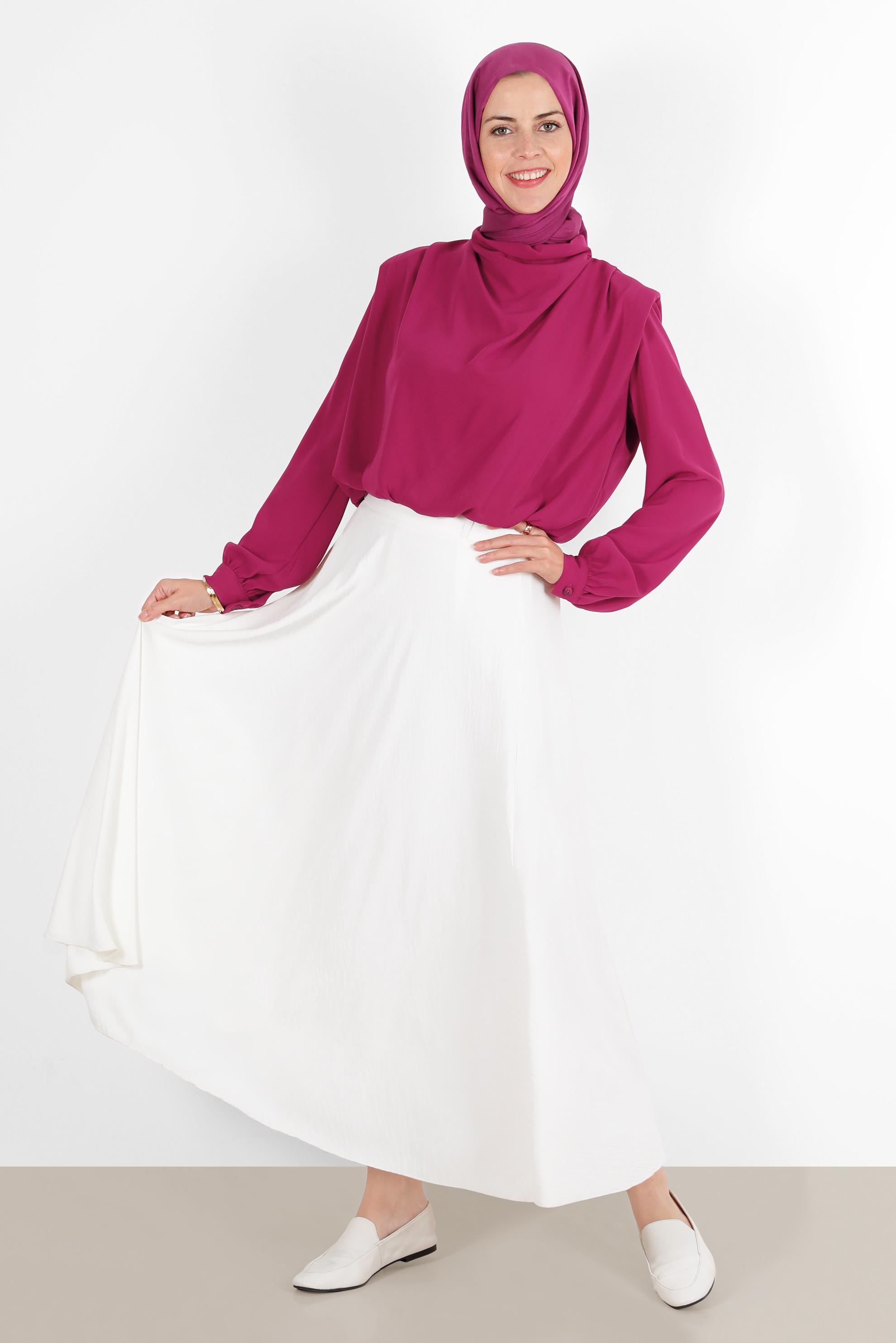Hijab clothing FUCHSIA ELASTIC WAIST PADDED BLOUSE 42366 