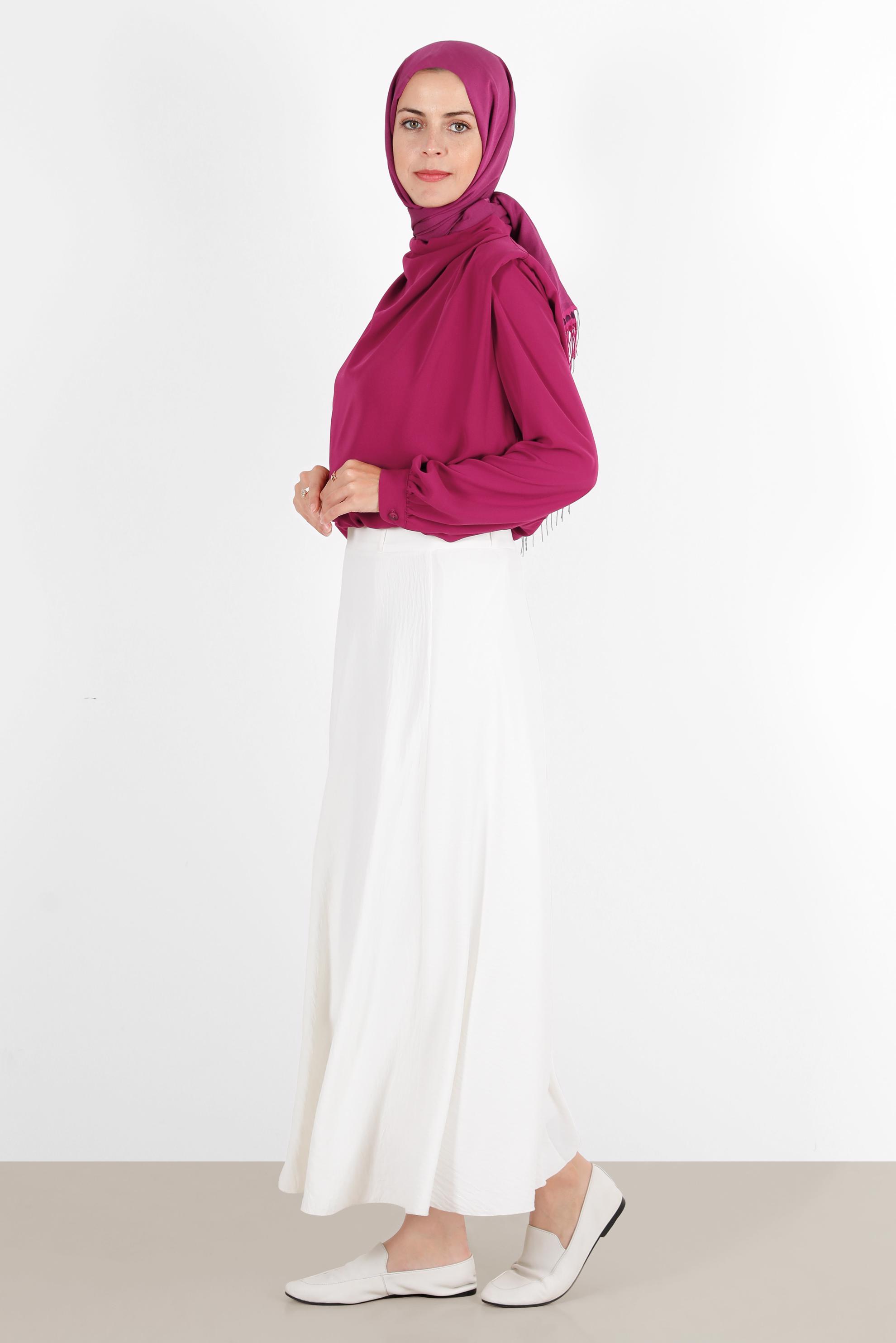 Hijab clothing FUCHSIA ELASTIC WAIST PADDED BLOUSE 42366 