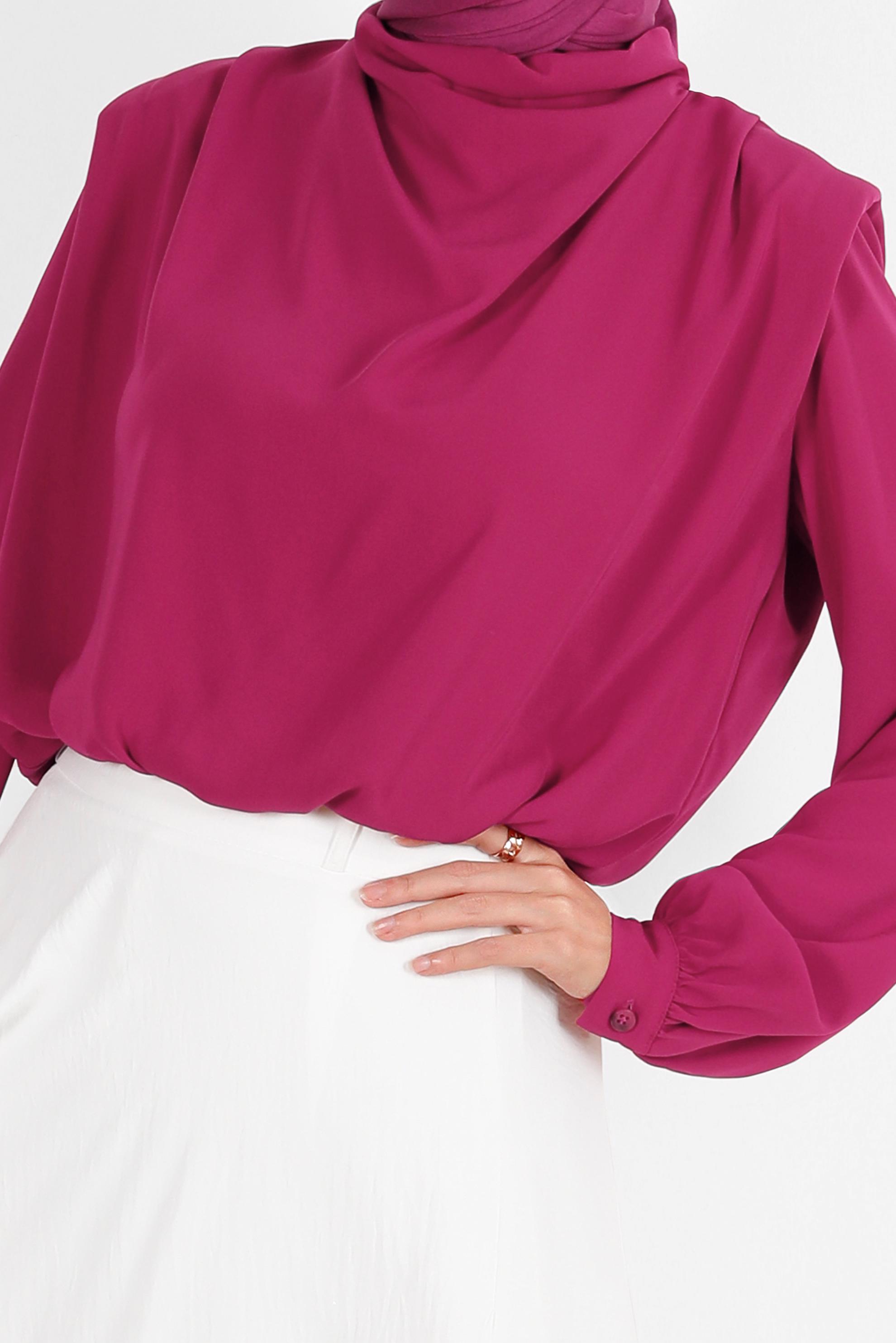 Hijab clothing FUCHSIA ELASTIC WAIST PADDED BLOUSE 42366 