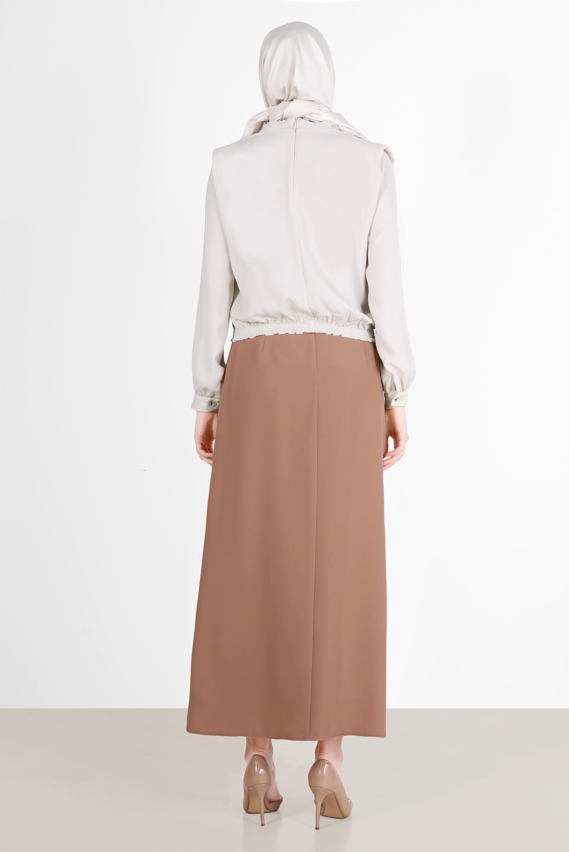 Vêtements hijab ÉCRUE BLOUSE REMBOURRÉE À TAILLE ÉLASTIQUE 42366