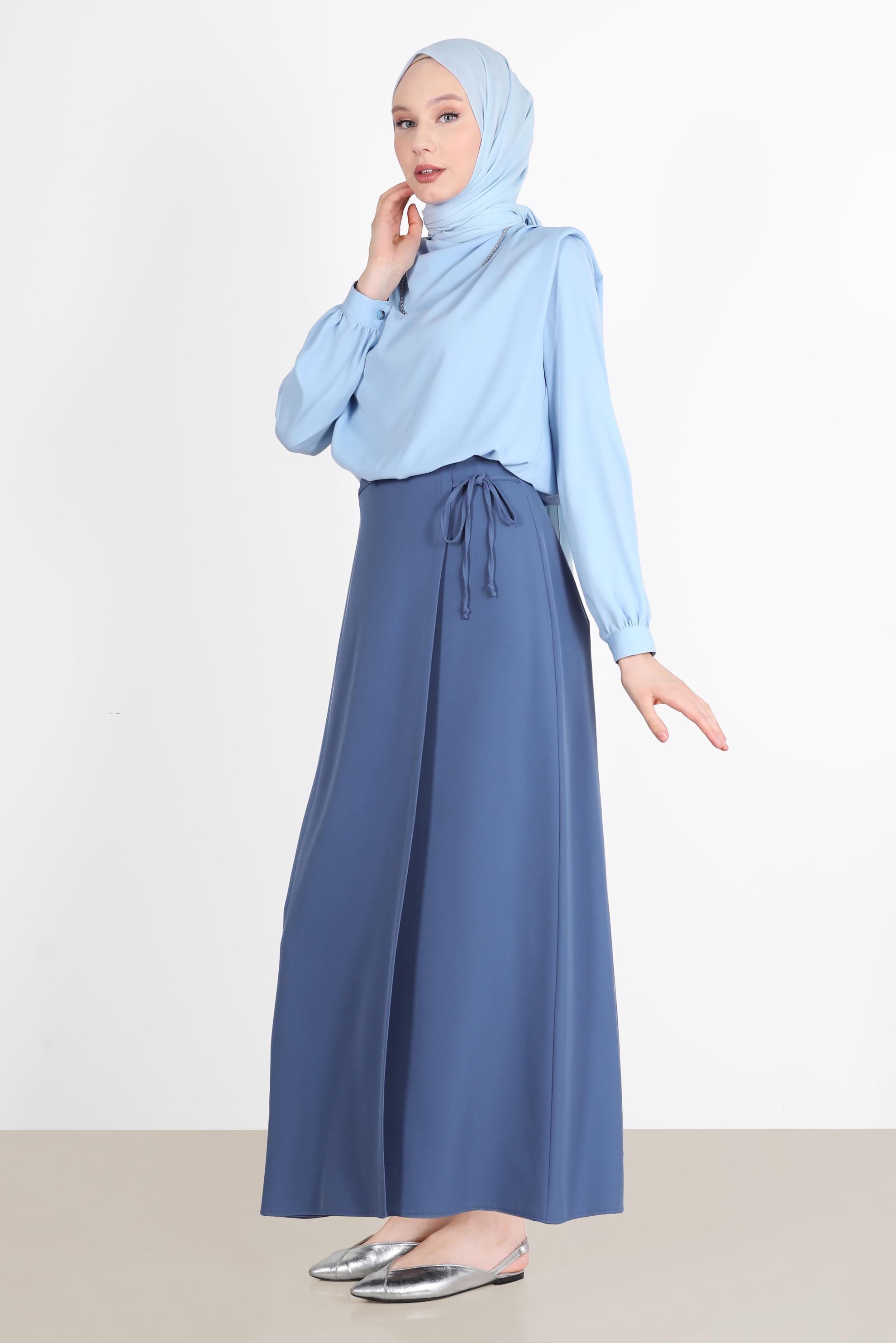 Vêtements hijab BLEU BLOUSE REMBOURRÉE À TAILLE ÉLASTIQUE 42366