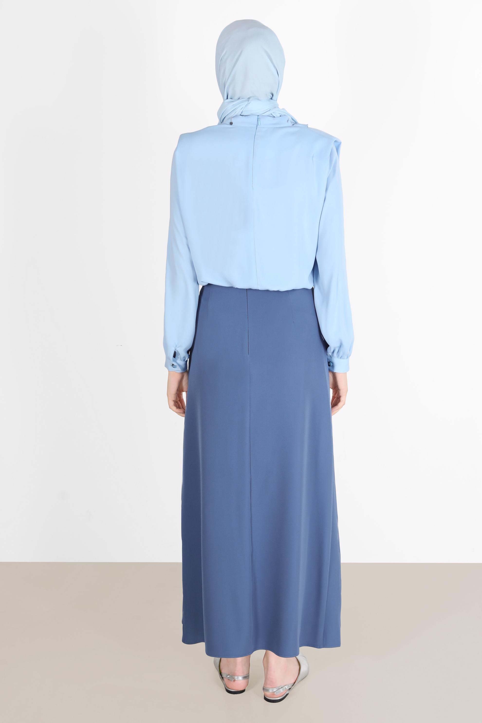 Vêtements hijab BLEU BLOUSE REMBOURRÉE À TAILLE ÉLASTIQUE 42366