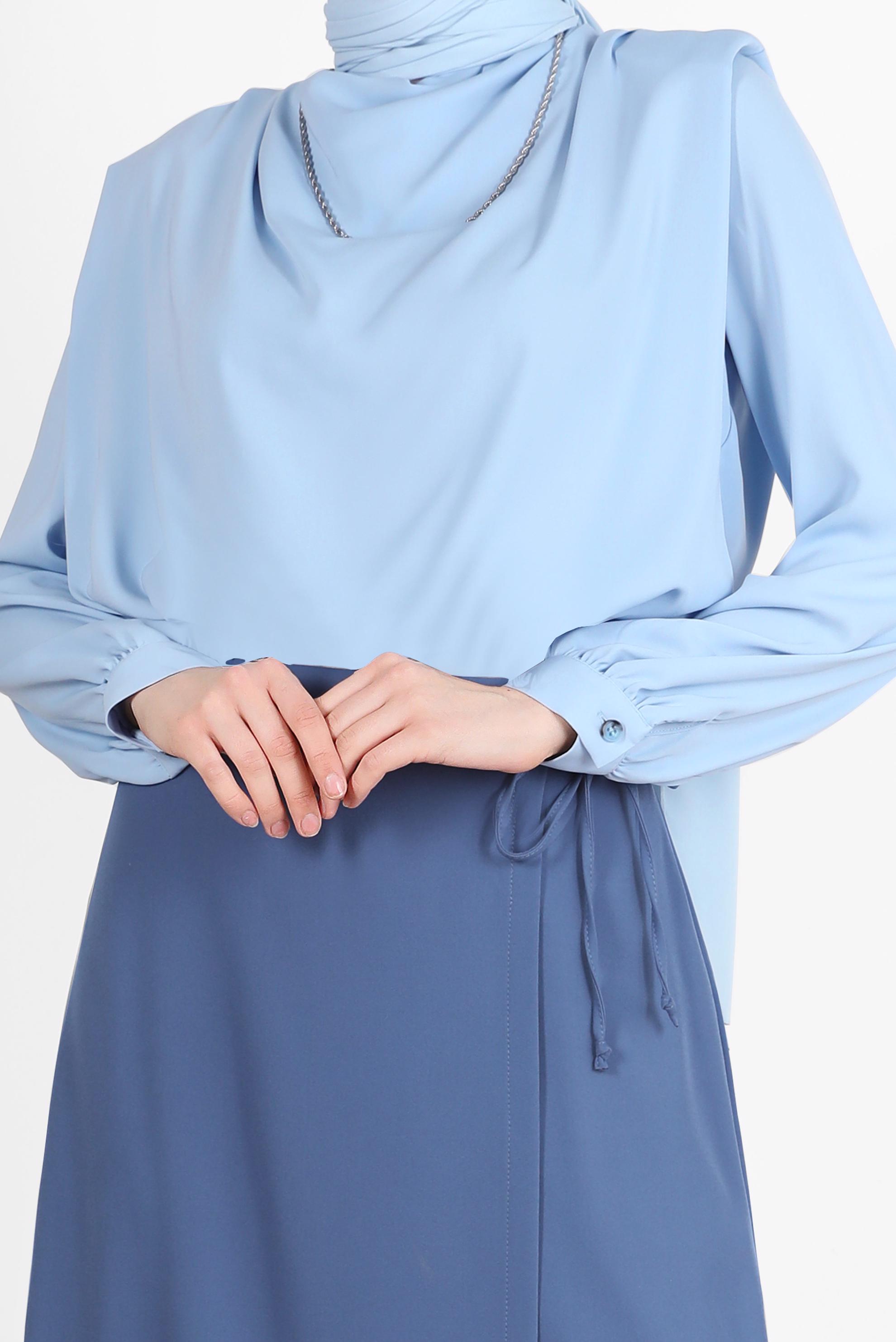 Vêtements hijab BLEU BLOUSE REMBOURRÉE À TAILLE ÉLASTIQUE 42366