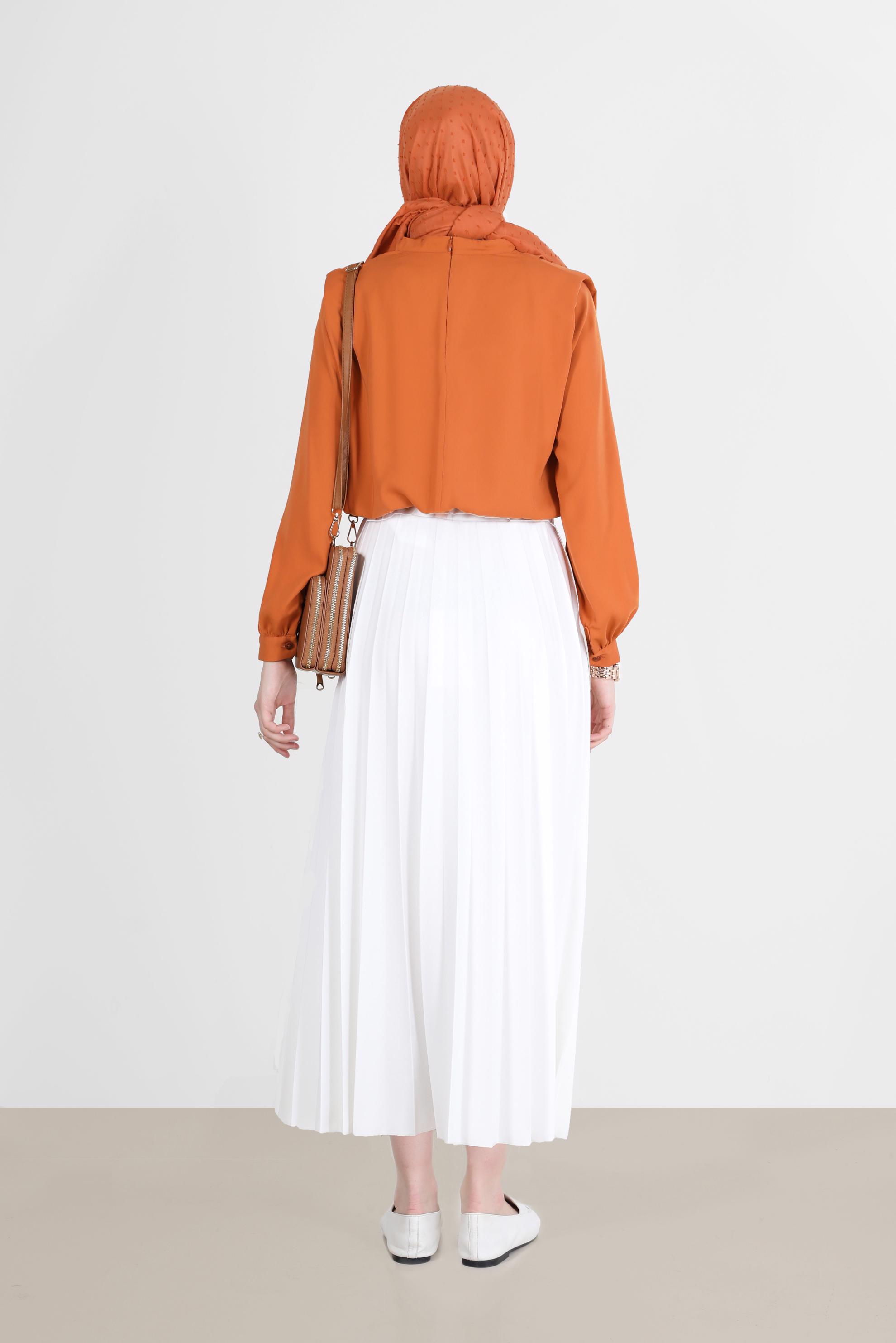 Tesettür giyim TABA BELİ LASTİKLİ VATKALI BLUZ 42366	