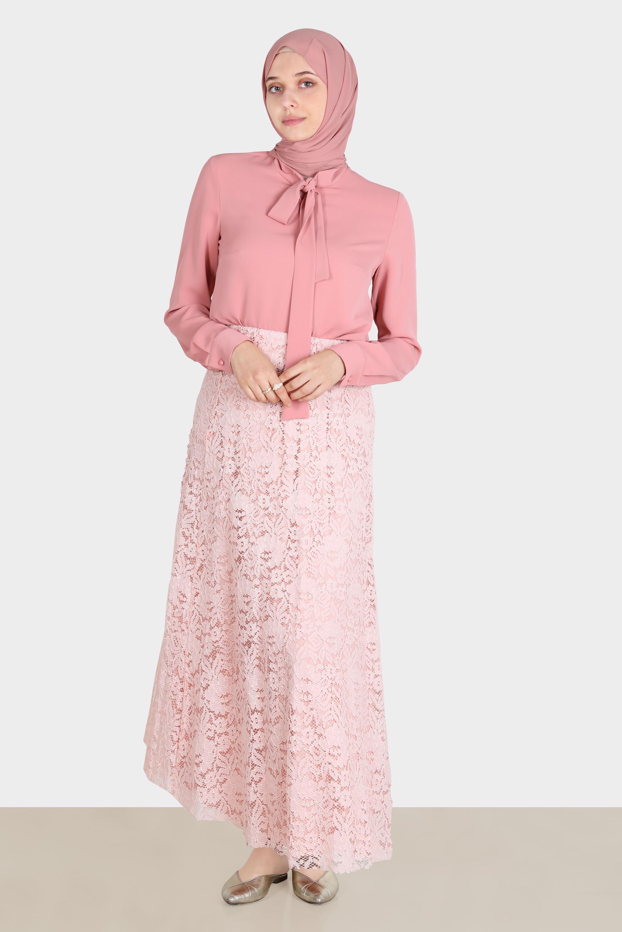 Hijab clothing POWDER TIED COLLAR DETAIL BLOUSE 42628 