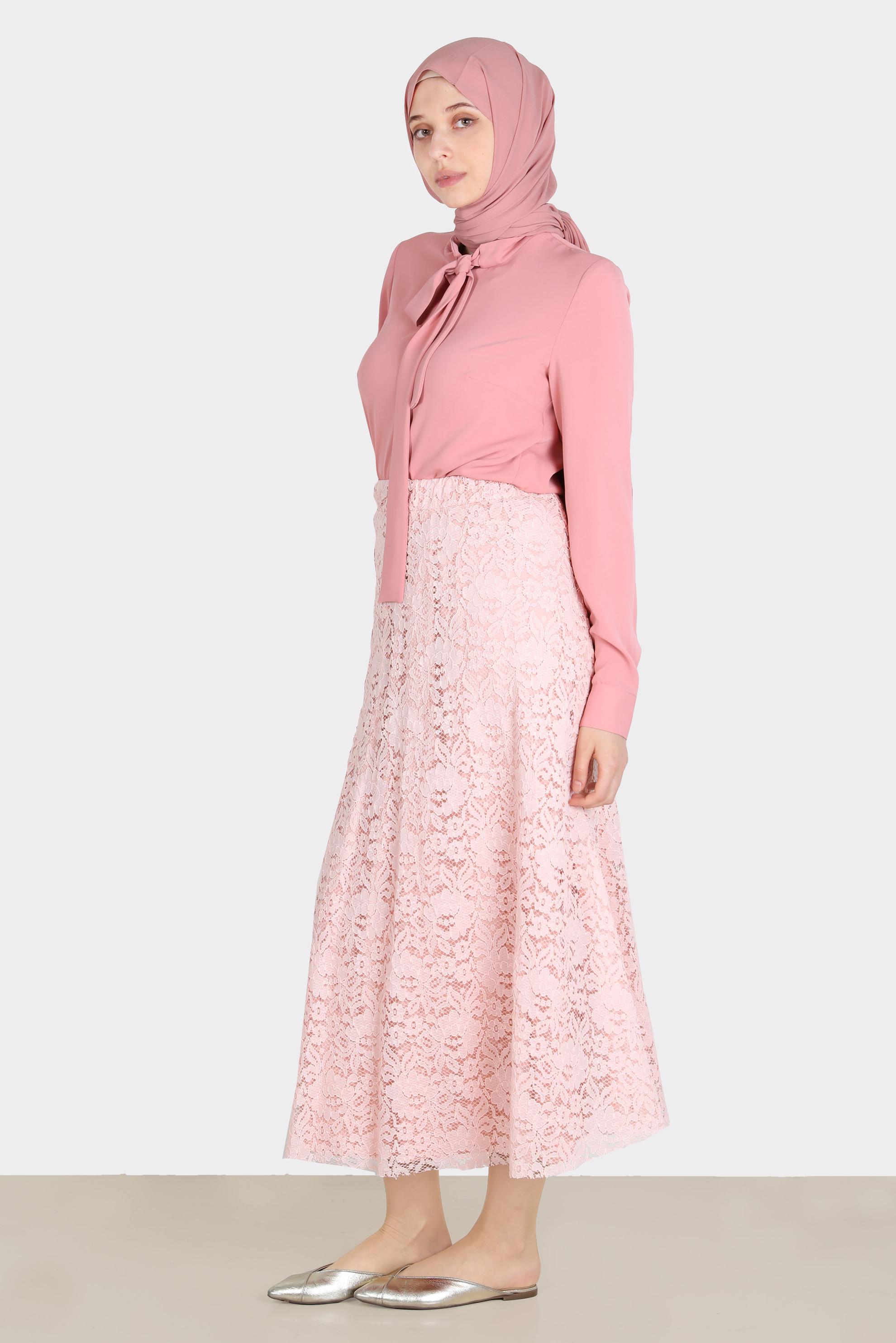 Hijab clothing POWDER TIED COLLAR DETAIL BLOUSE 42628 