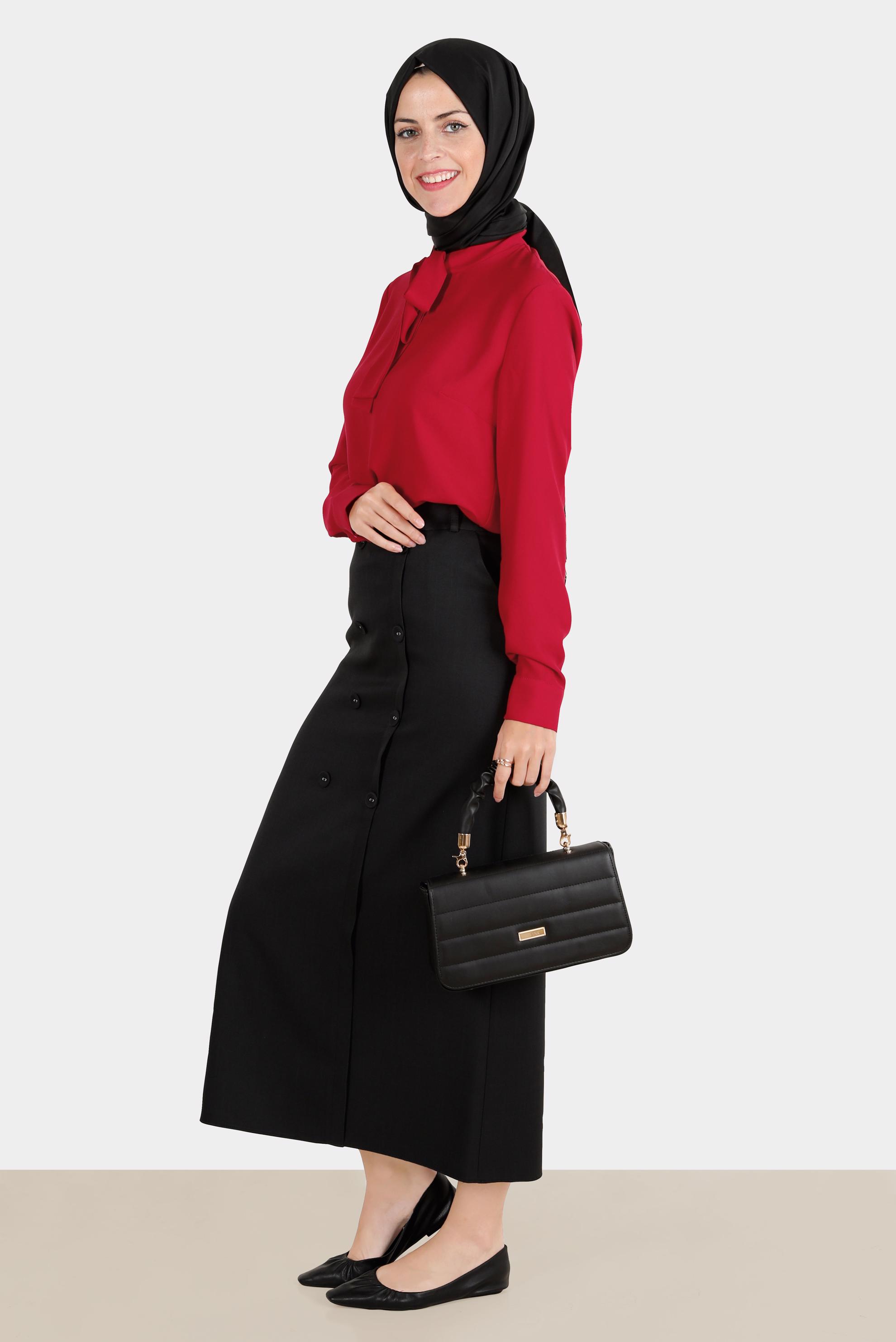 Hijab clothing RED TIED COLLAR BLOUSE 42628-1 