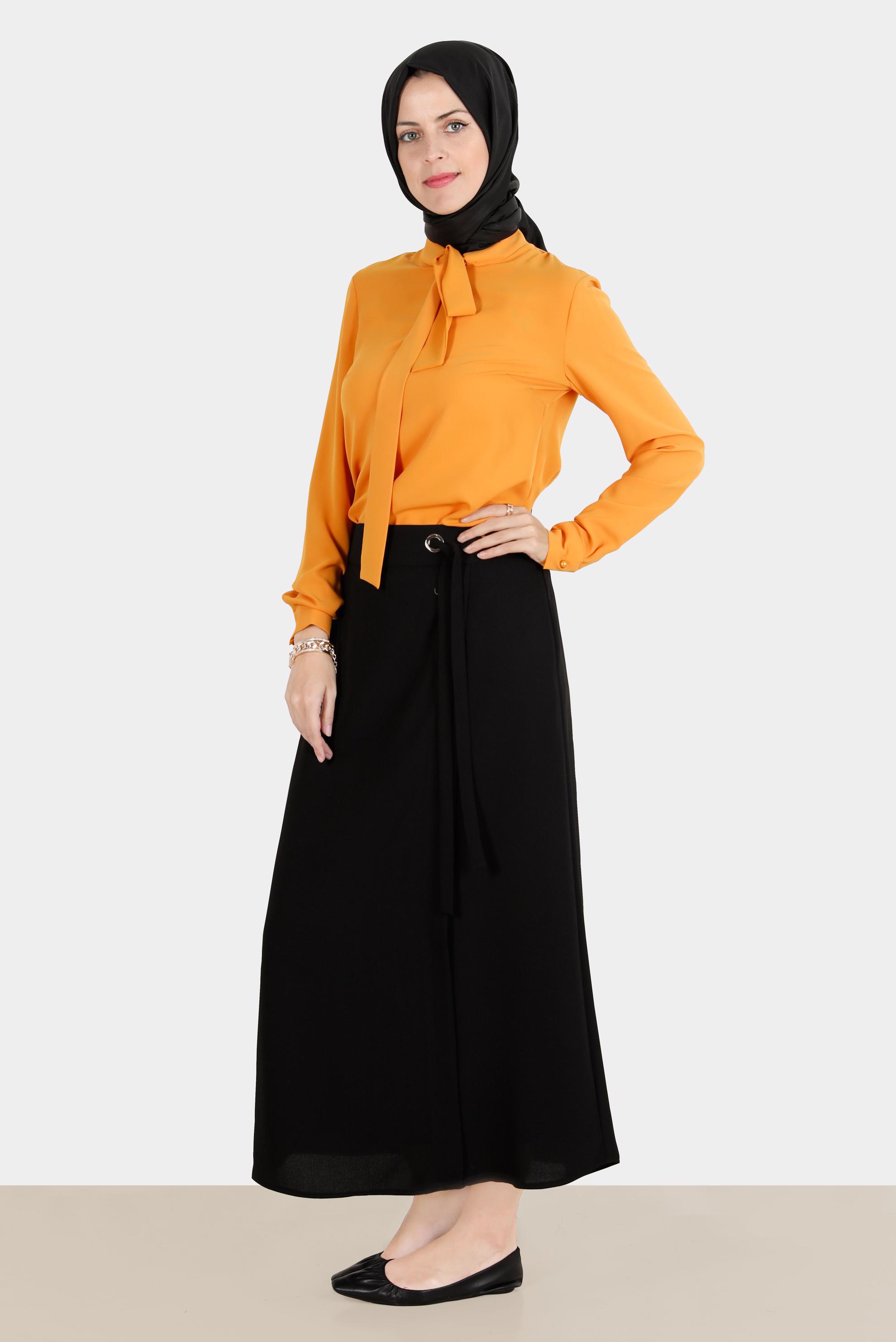 Vêtements hijab JAUNE BLOUSE COL NOUÉ 42628-1