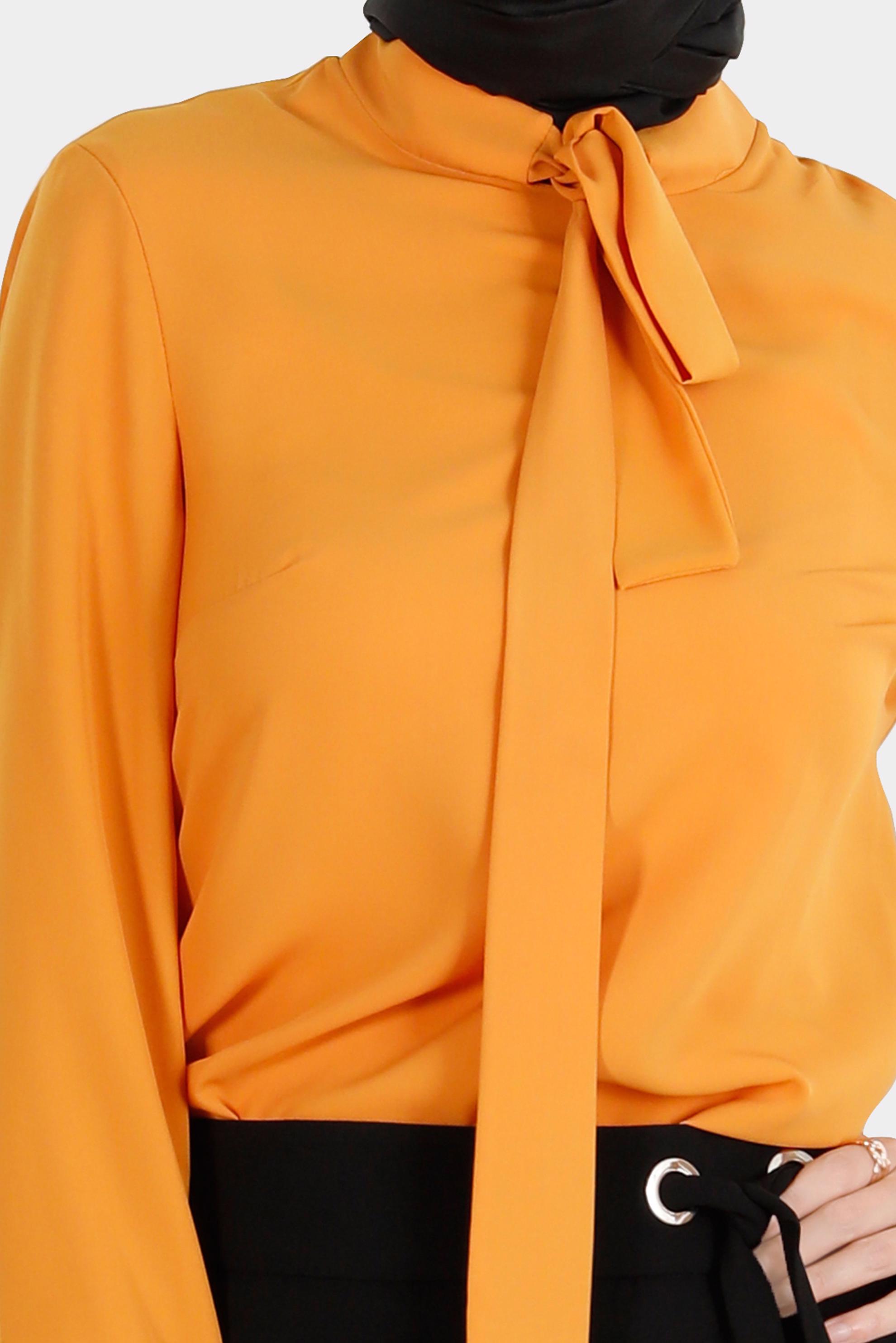 Vêtements hijab JAUNE BLOUSE COL NOUÉ 42628-1