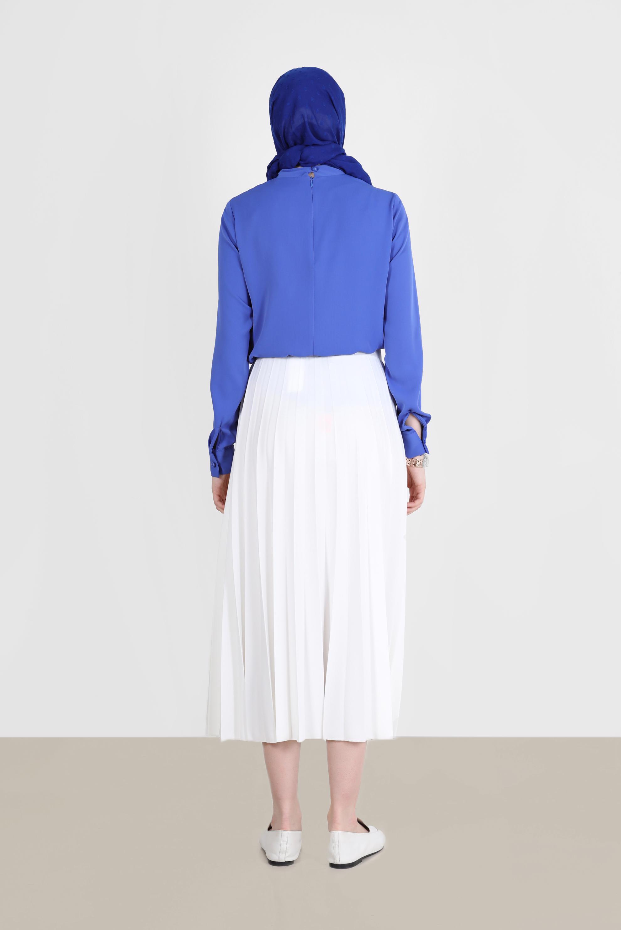 Hijab clothing NAVY BLUE TIED COLLAR DETAIL BLOUSE 42628 