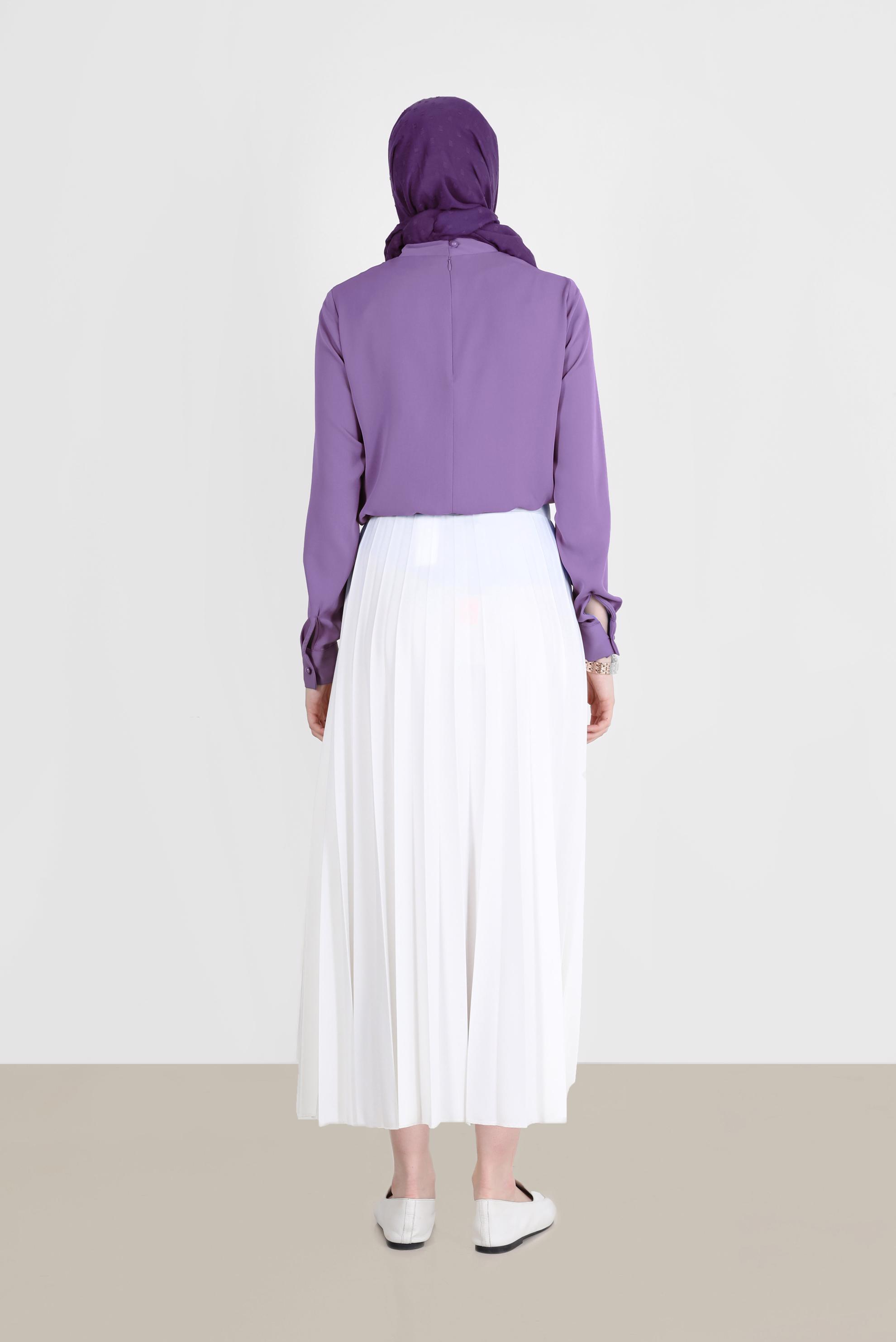 Tesettür giyim MOR YAKASI BAĞLAMA DETAYLI TUNİK 42628 