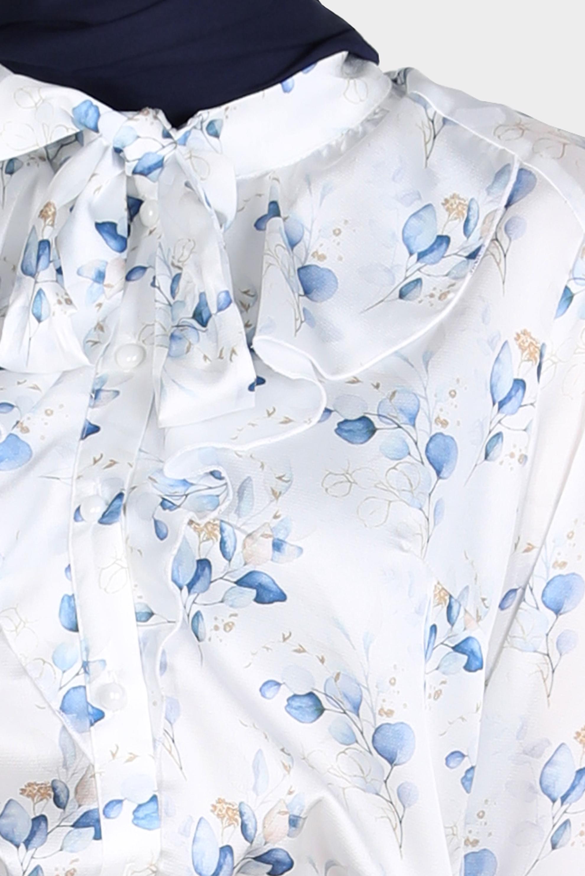 Tesettür giyim LACİVERT DESENLİ SATEN BLUZ 42669 