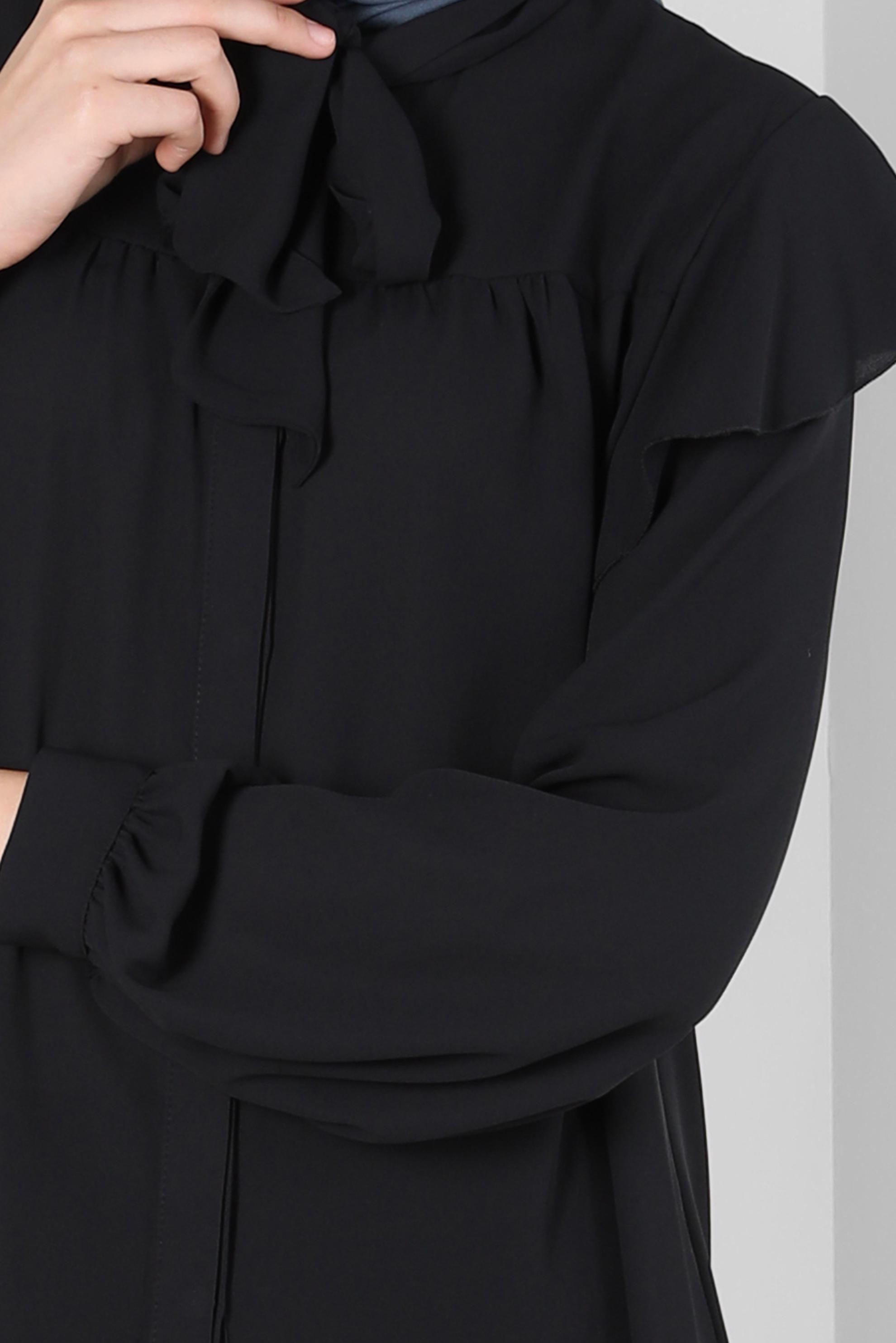 Tesettür giyim SİYAH YAKASI BAĞLAMALI BLUZ 42705