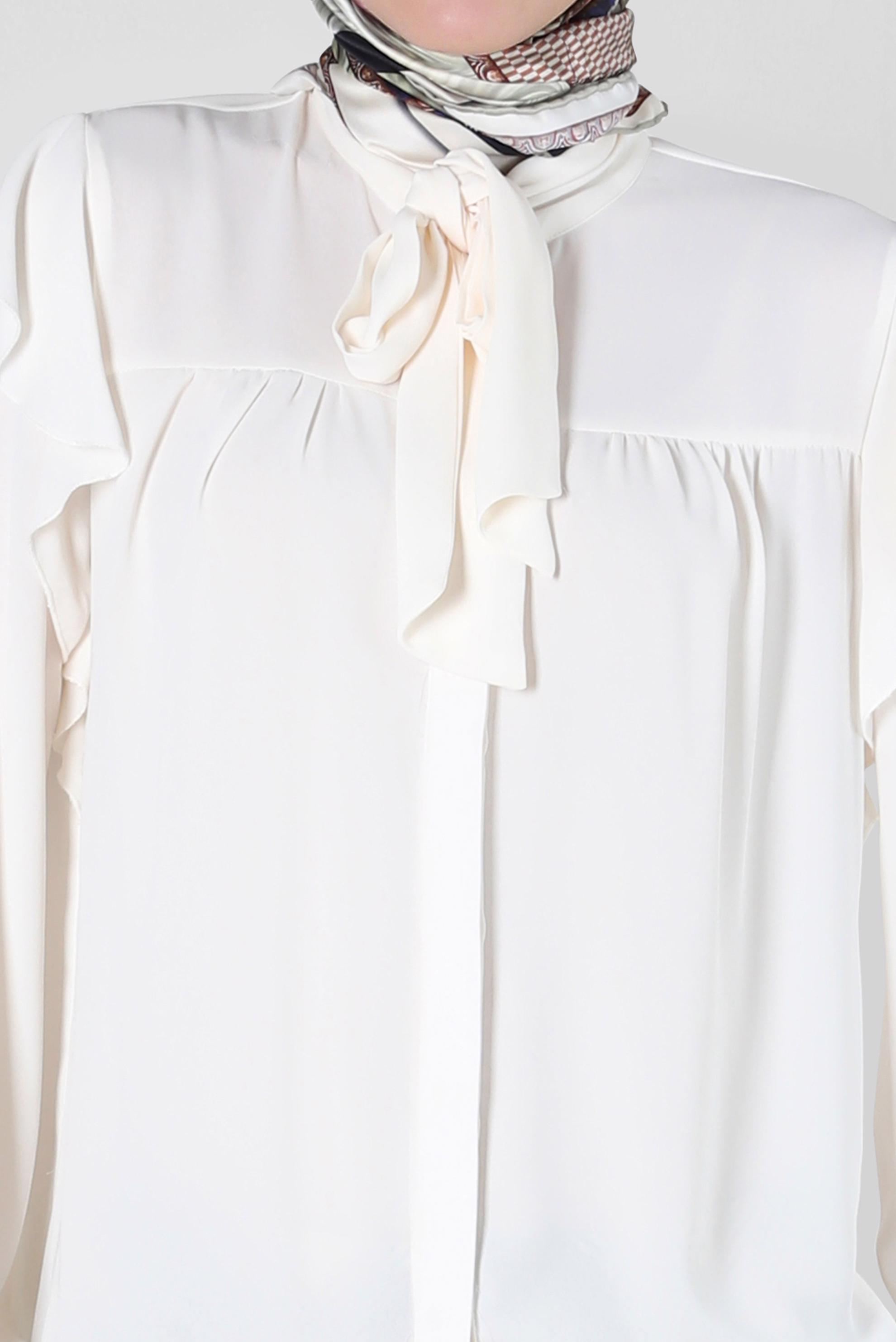 Tesettür giyim BEYAZ YAKASI BAĞLAMALI BLUZ 42705