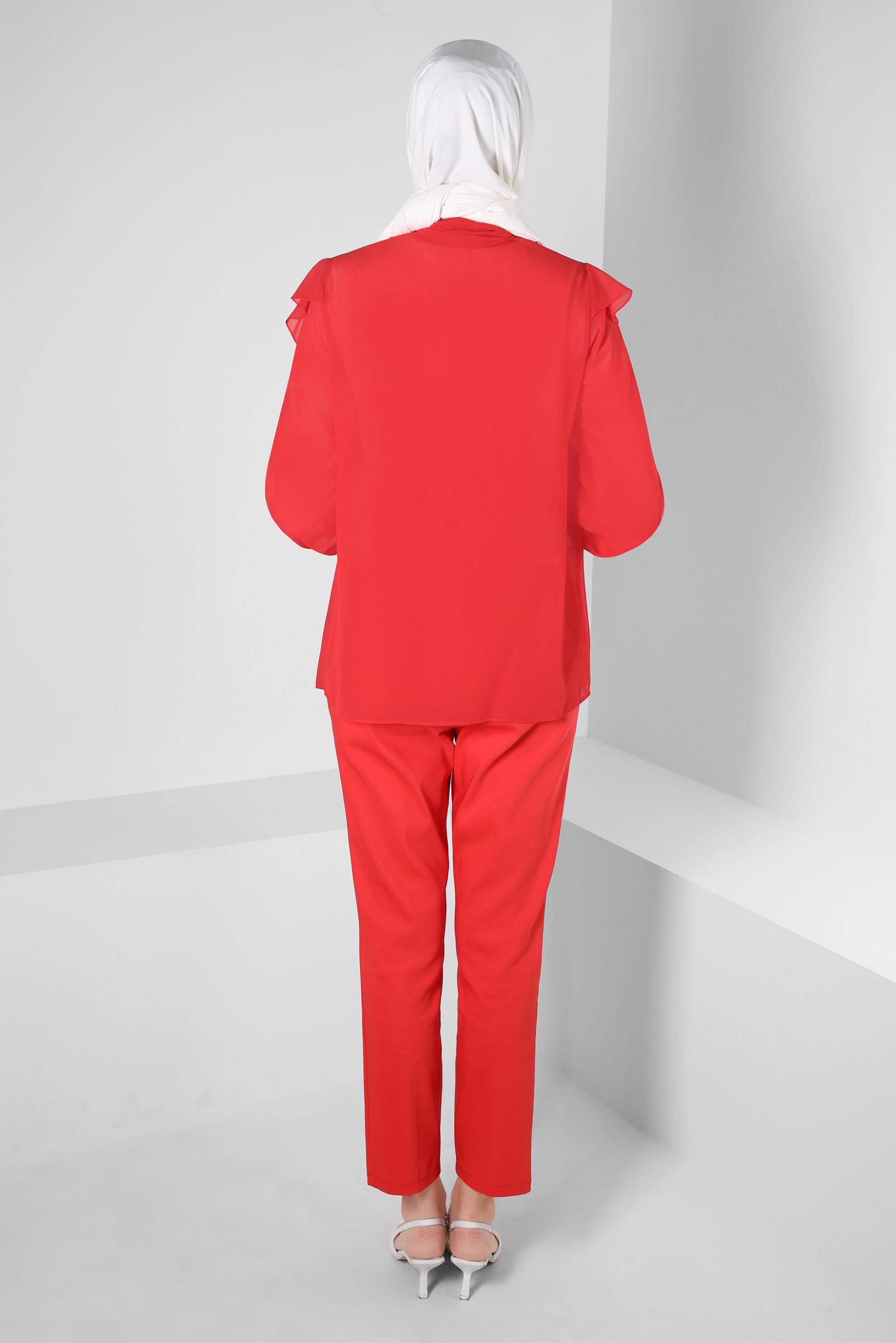 Tesettür giyim MERCAN YAKASI BAĞLAMALI BLUZ 42705