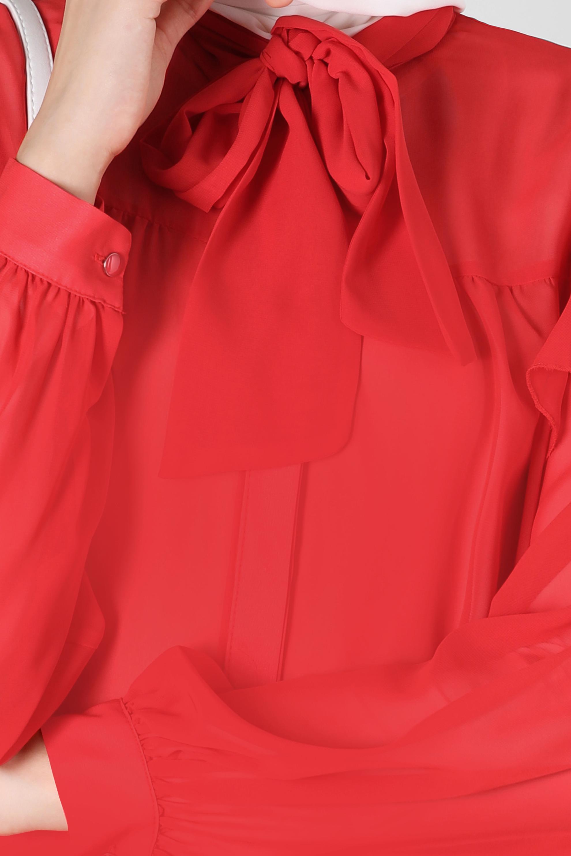 Tesettür giyim MERCAN YAKASI BAĞLAMALI BLUZ 42705