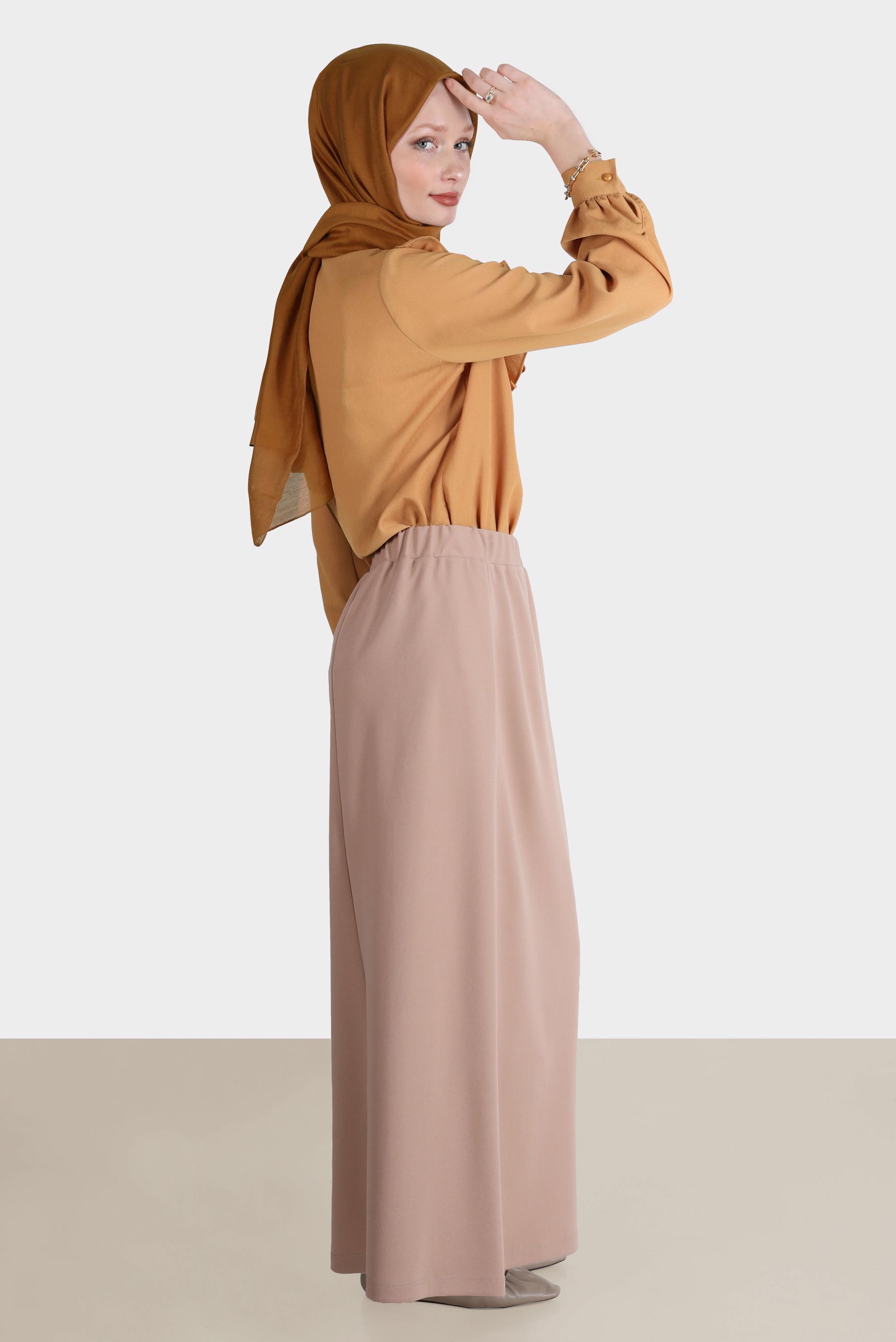 Tesettür giyim SARI FIRFIRLI DÜĞMELİ BLUZ 42717 