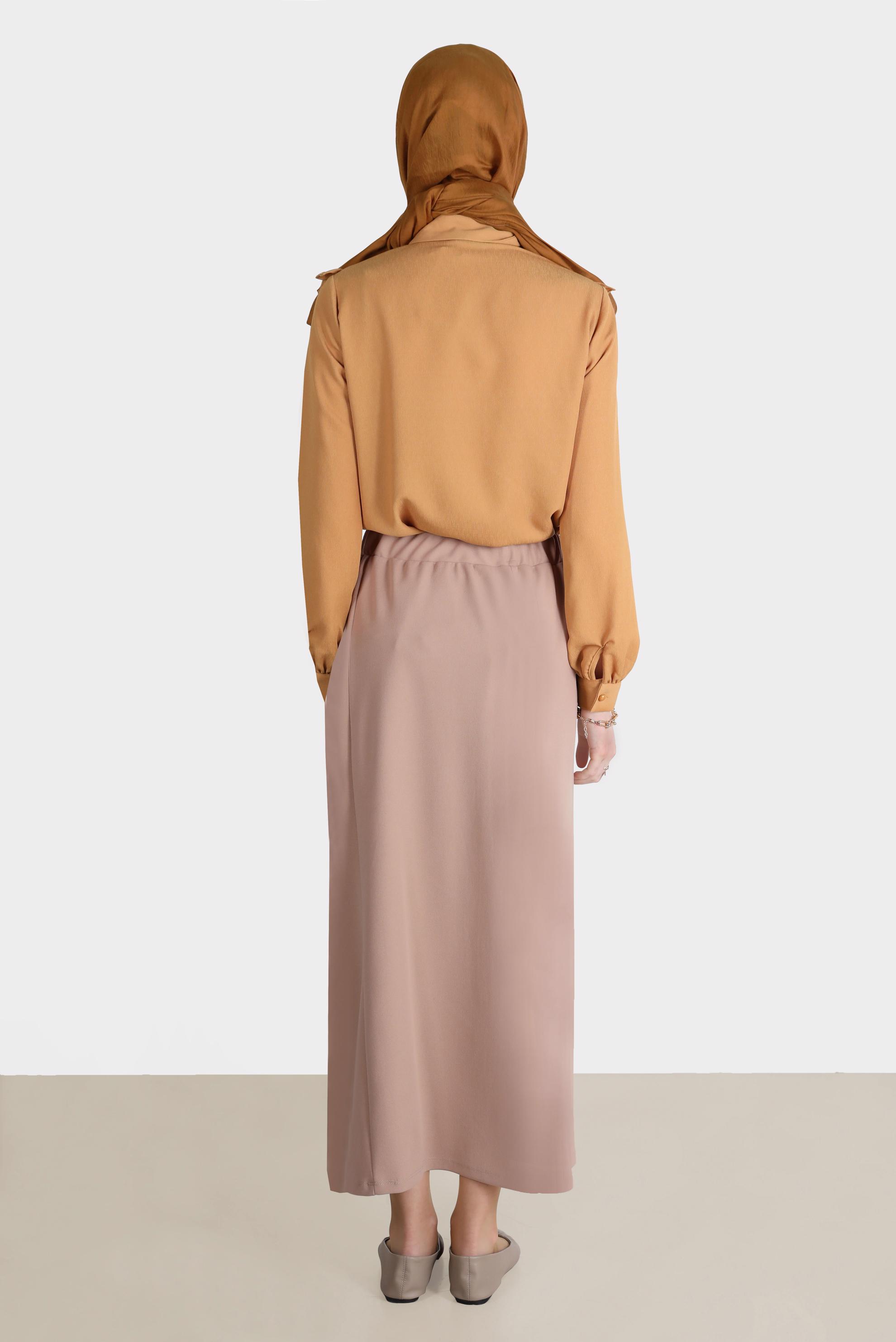 Tesettür giyim SARI FIRFIRLI DÜĞMELİ BLUZ 42717 