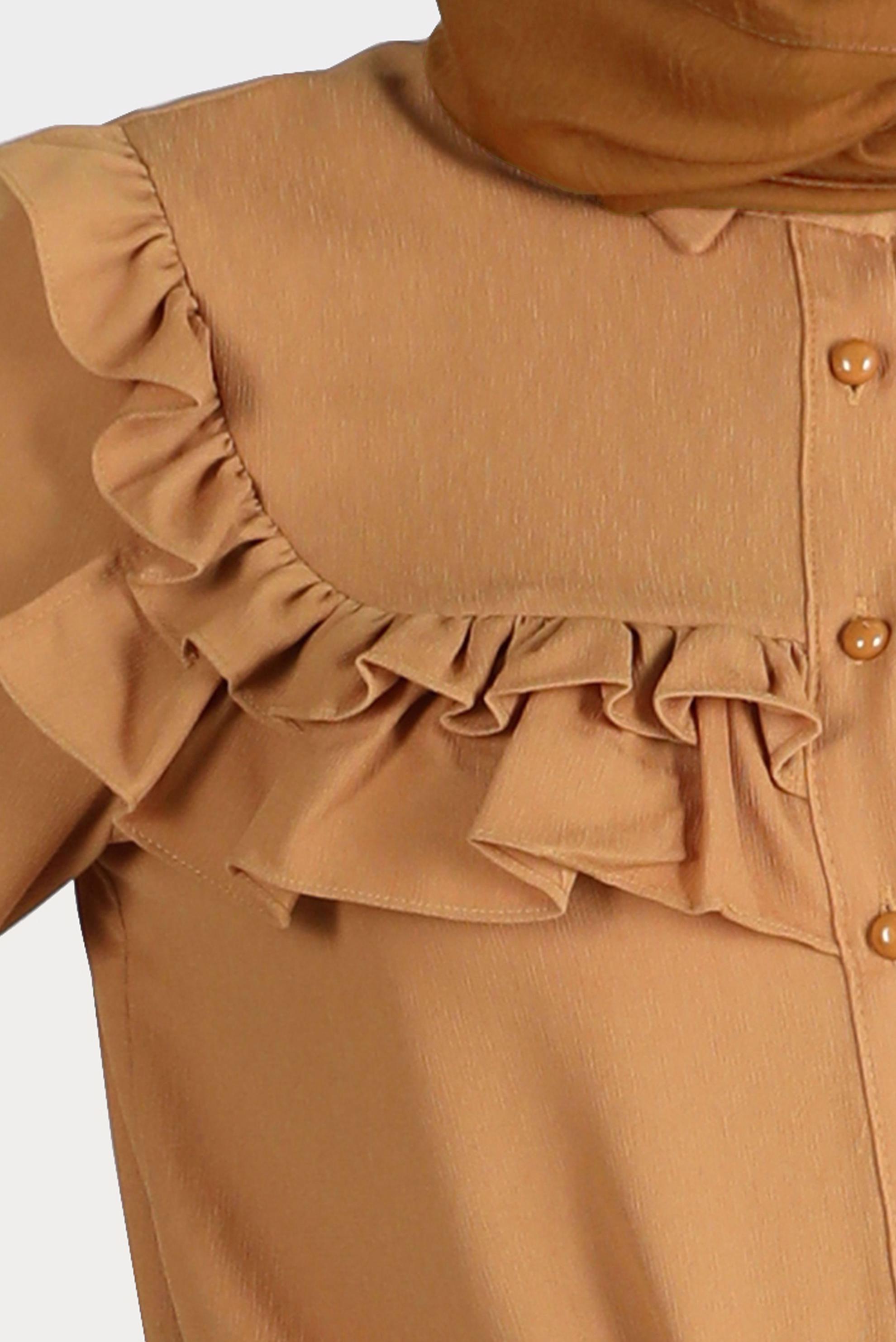 Tesettür giyim SARI FIRFIRLI DÜĞMELİ BLUZ 42717 